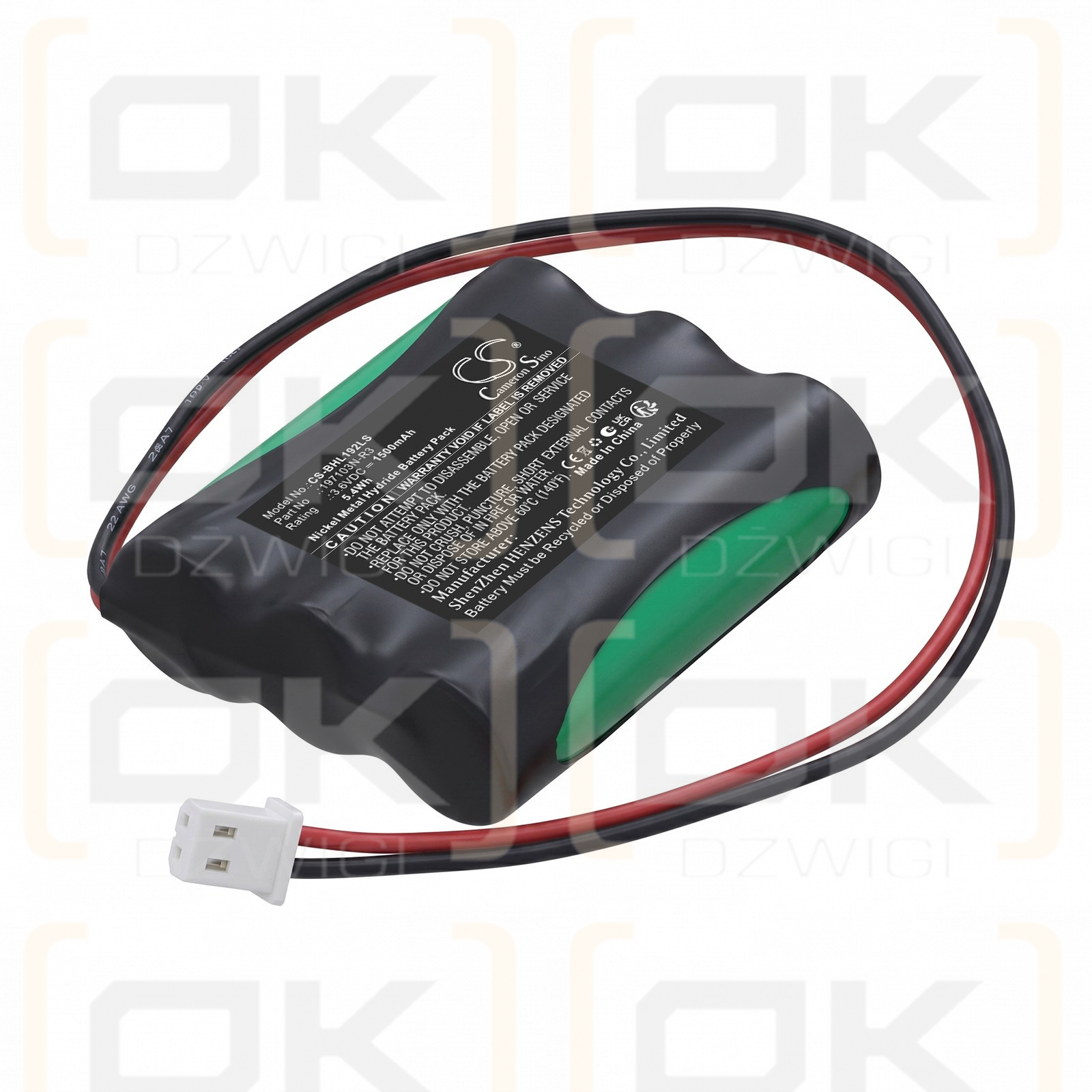 Batería de repuesto para Beghelli NB19239 / 197103N-R3 1500 mAh Ni-MH 3.6 V (Cameron Sino)