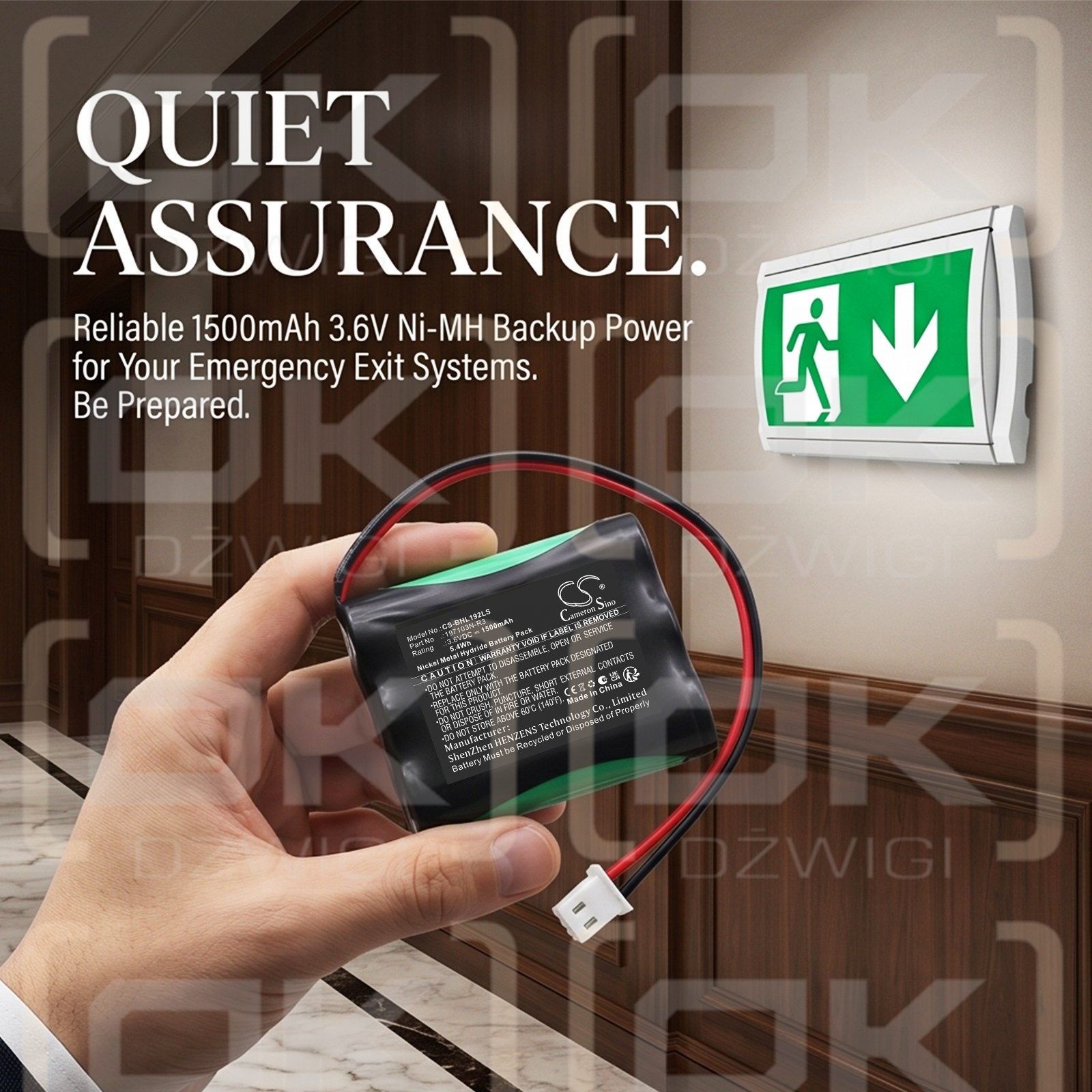 Batería de repuesto para Beghelli NB19239 / 197103N-R3 1500 mAh Ni-MH 3.6 V (Cameron Sino)