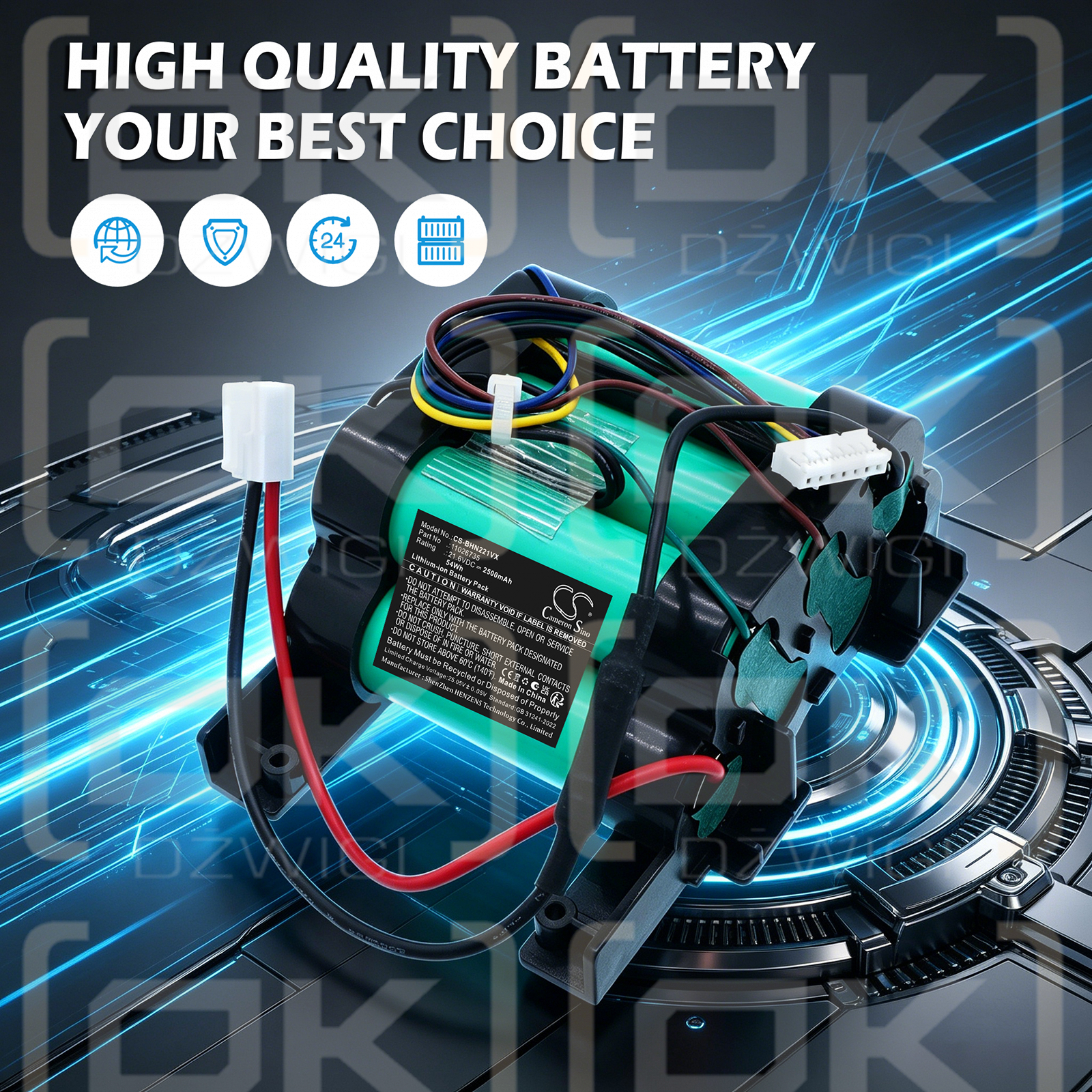 Replacement Battery for Bosch BBHL2214TW / 908BPV216 2500 mAh Li-ion 21.6 V (Cameron Sino)