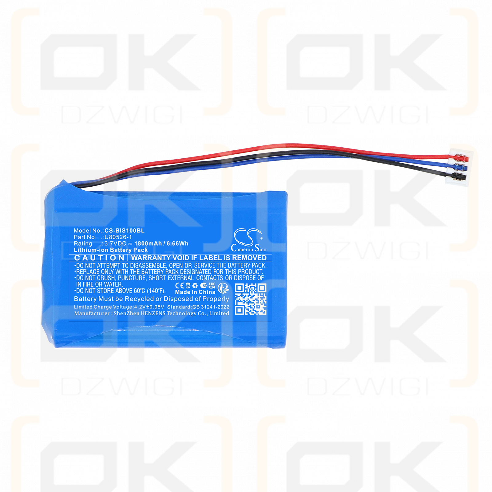Bateria zamienna do Tyro Indus 1S Wireless E-stop / U80526-1 1800 mAh Li-ion 3.7 V (Cameron Sino)