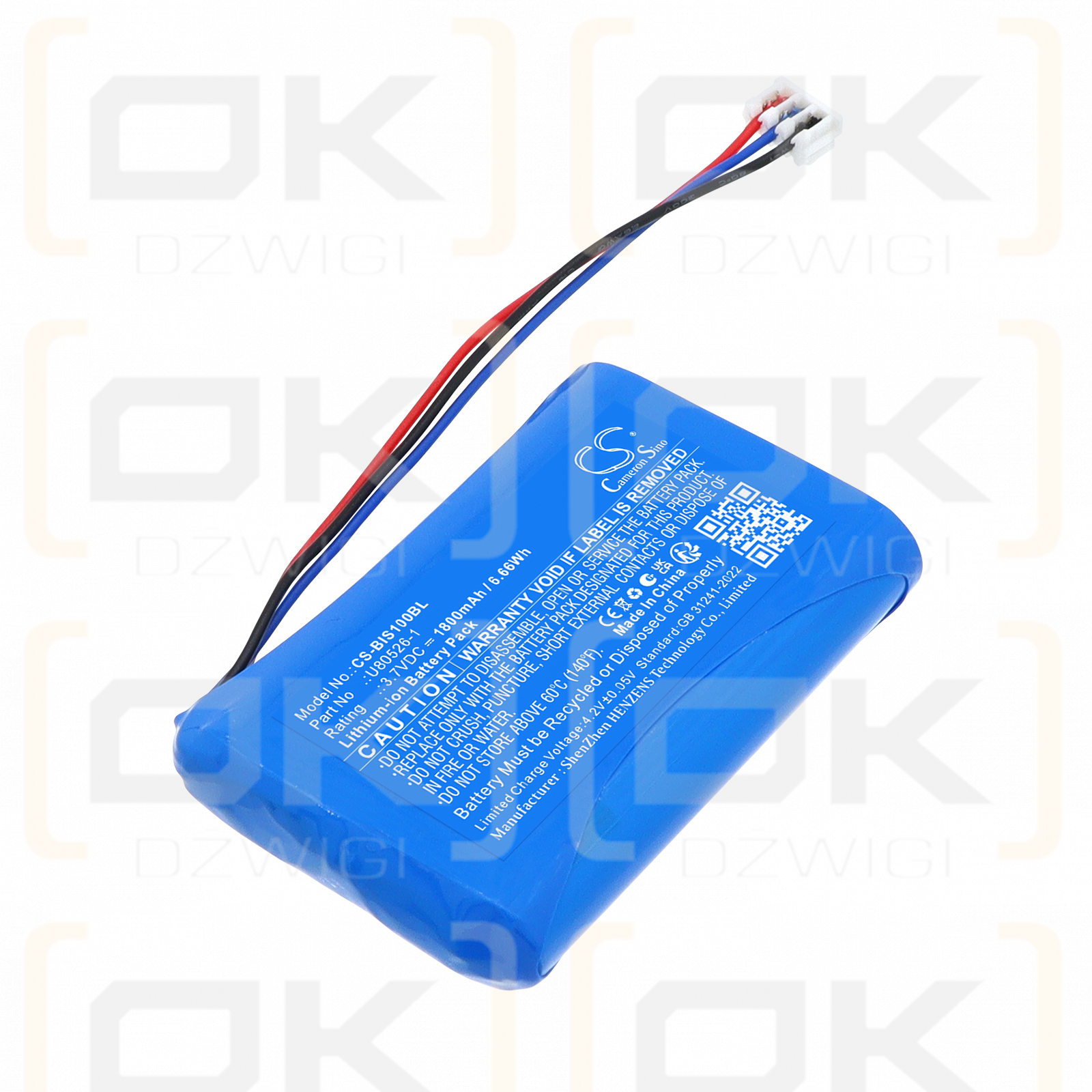 Bateria zamienna do Tyro Indus 1S Wireless E-stop / U80526-1 1800 mAh Li-ion 3.7 V (Cameron Sino)