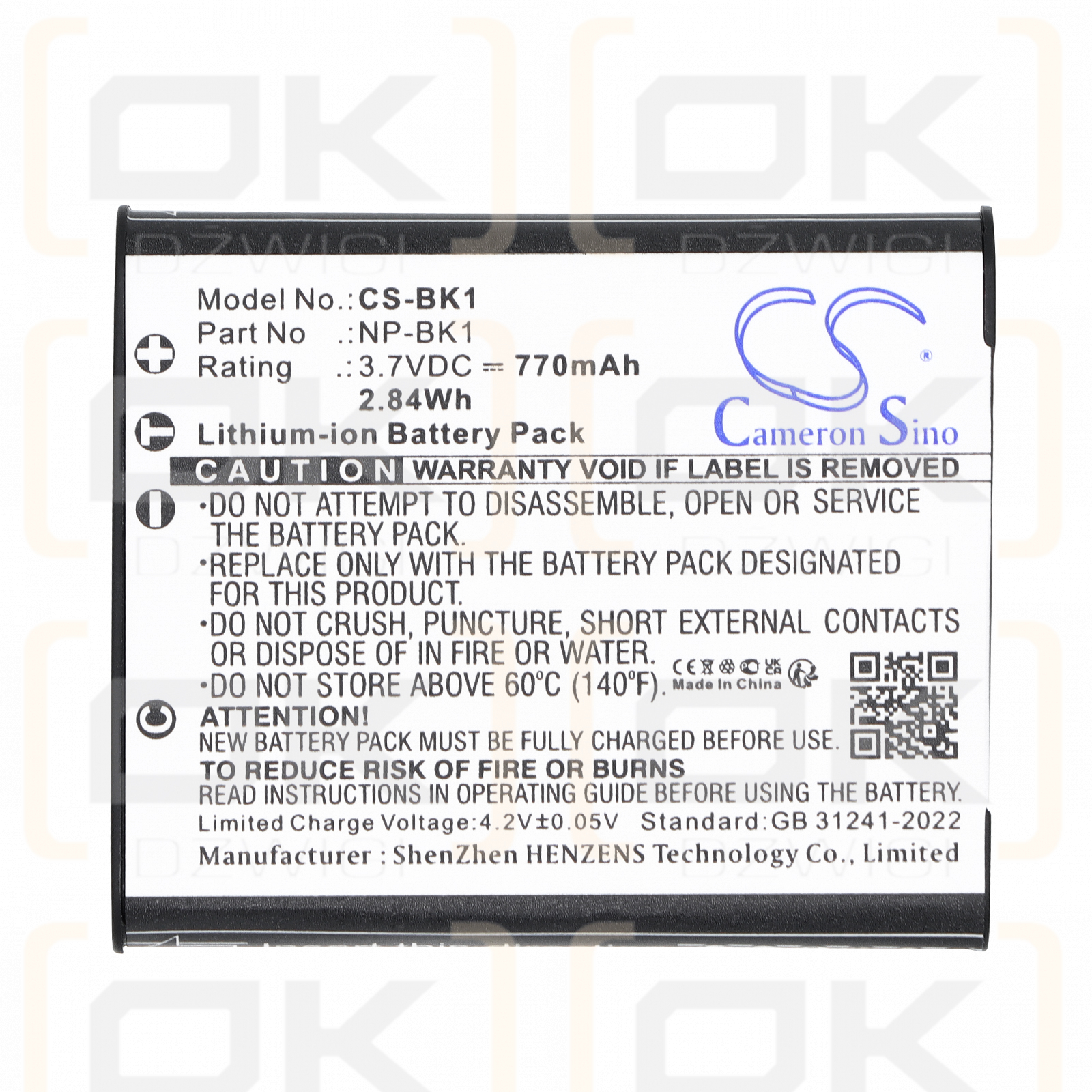 Ersatzakku für Sony Webbie MHS-PM1 / NP-BK1 770 mAh Li-Ion 3,7 V (Cameron Sino)