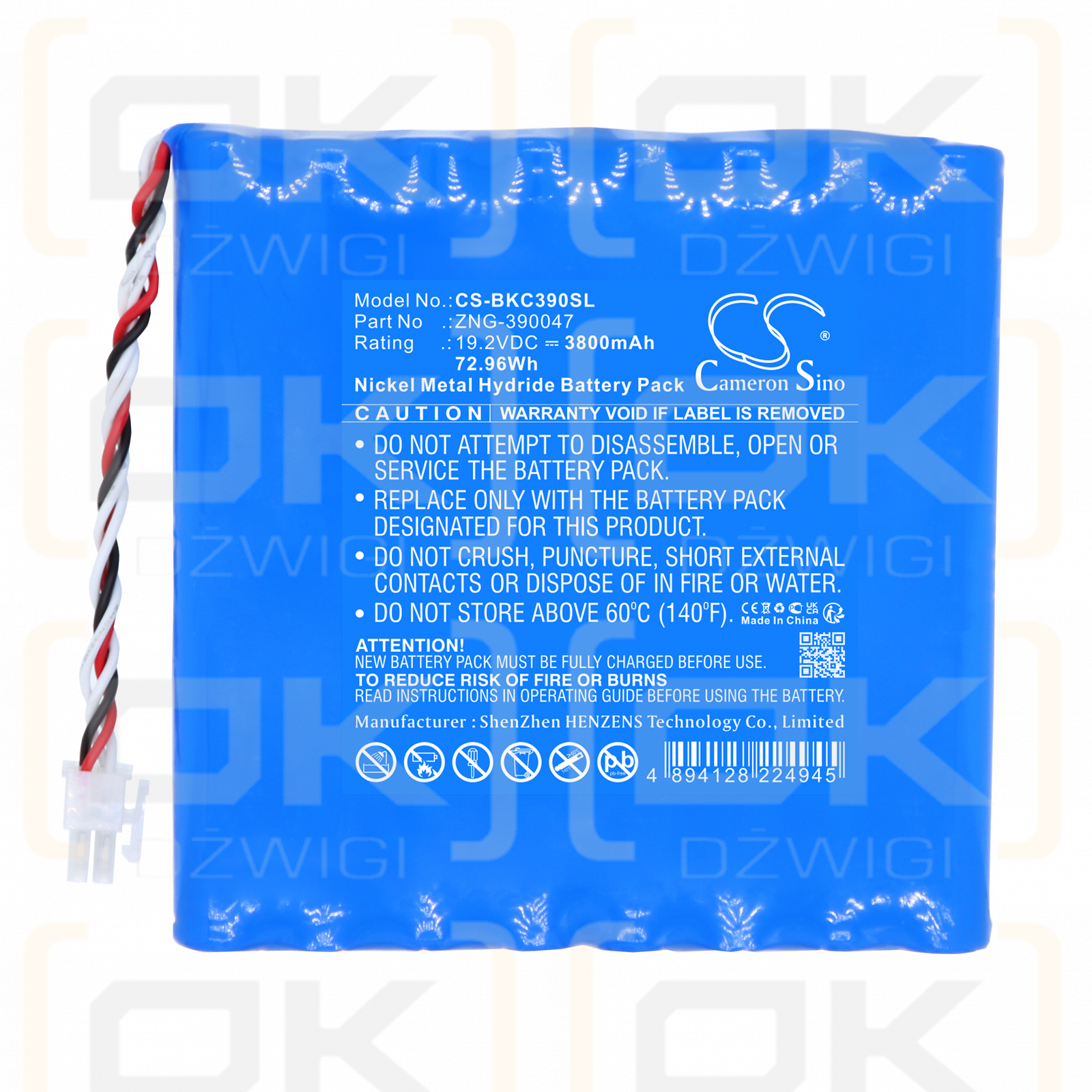 Beckman Coulter 390047 / ZNG-390047 3800 mAh Ni-MH 19,2 V (Cameron Sino)