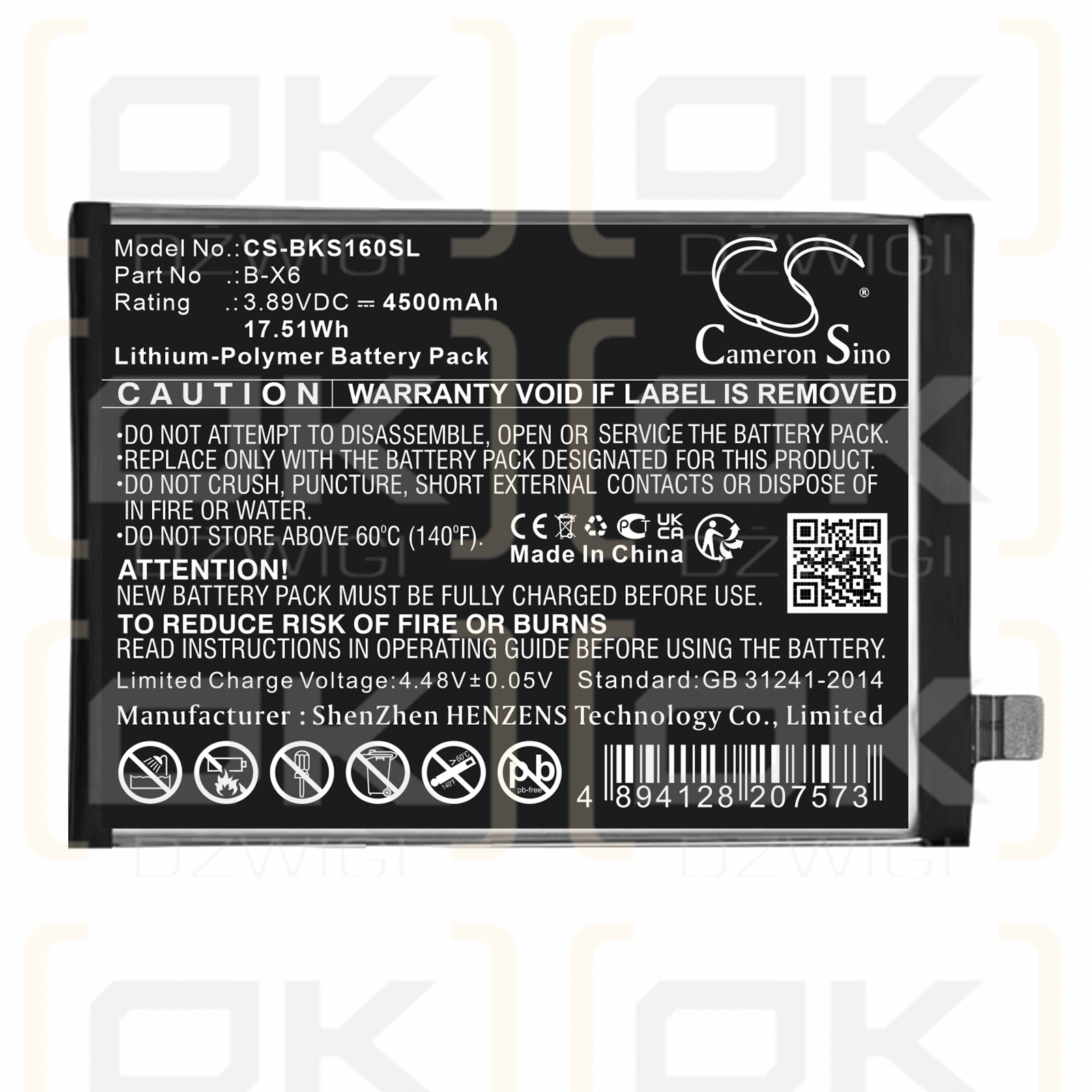 VIVO V2244A / B-X6 4500mAh Li-Polymer 3.89V (Cameron Sino)