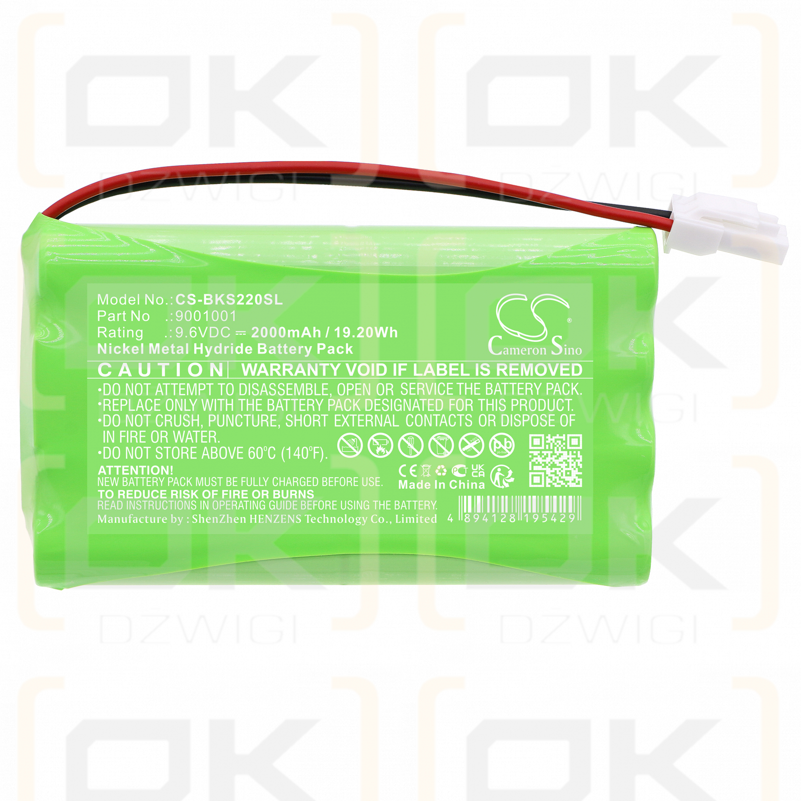 Somfy Dexxo Compact / 9001001 2000mAh Ni-MH 9.6V (Cameron Sino)