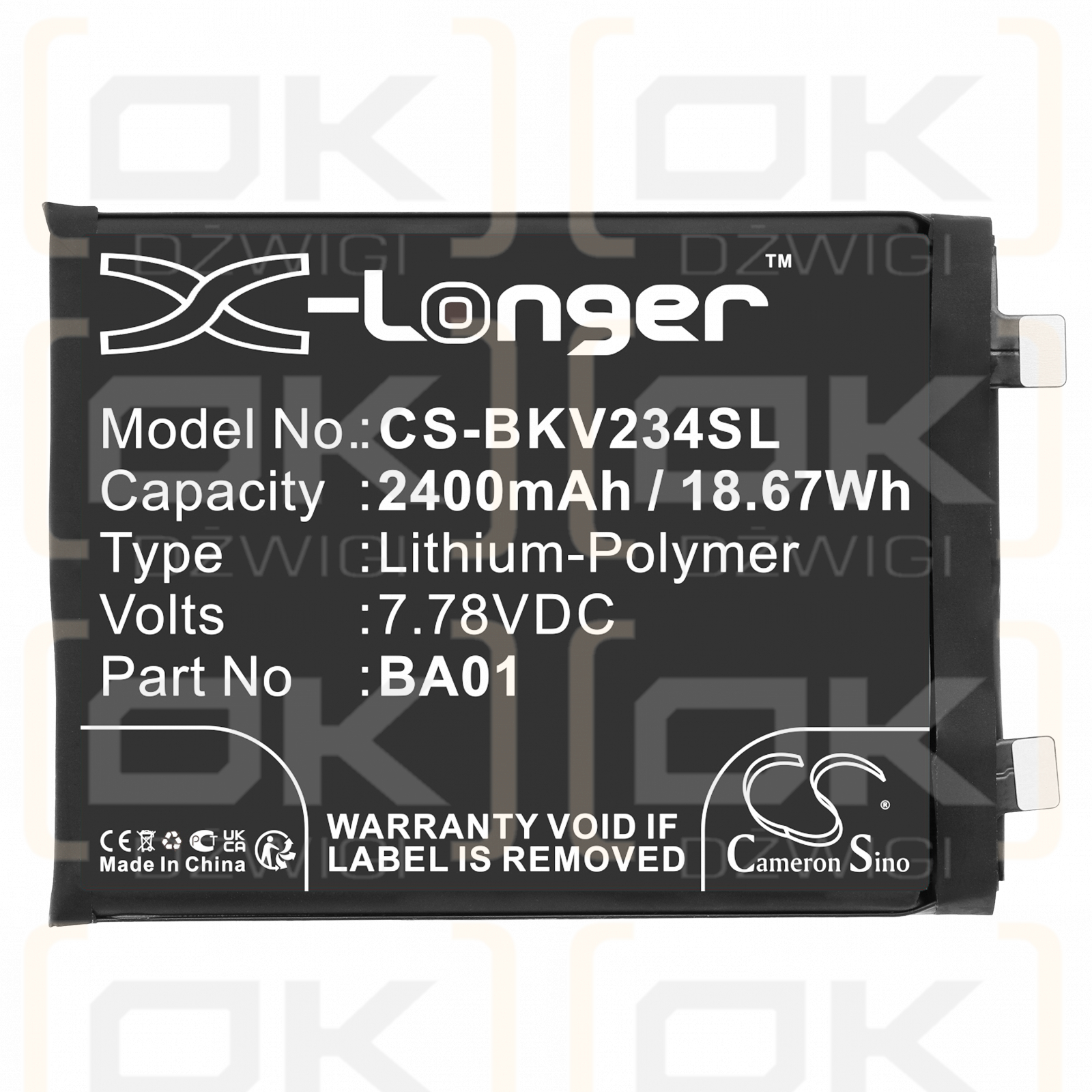 VIVO V2304A / BA01 2400mAh Li-Polymer 7.78V (Cameron Sino)