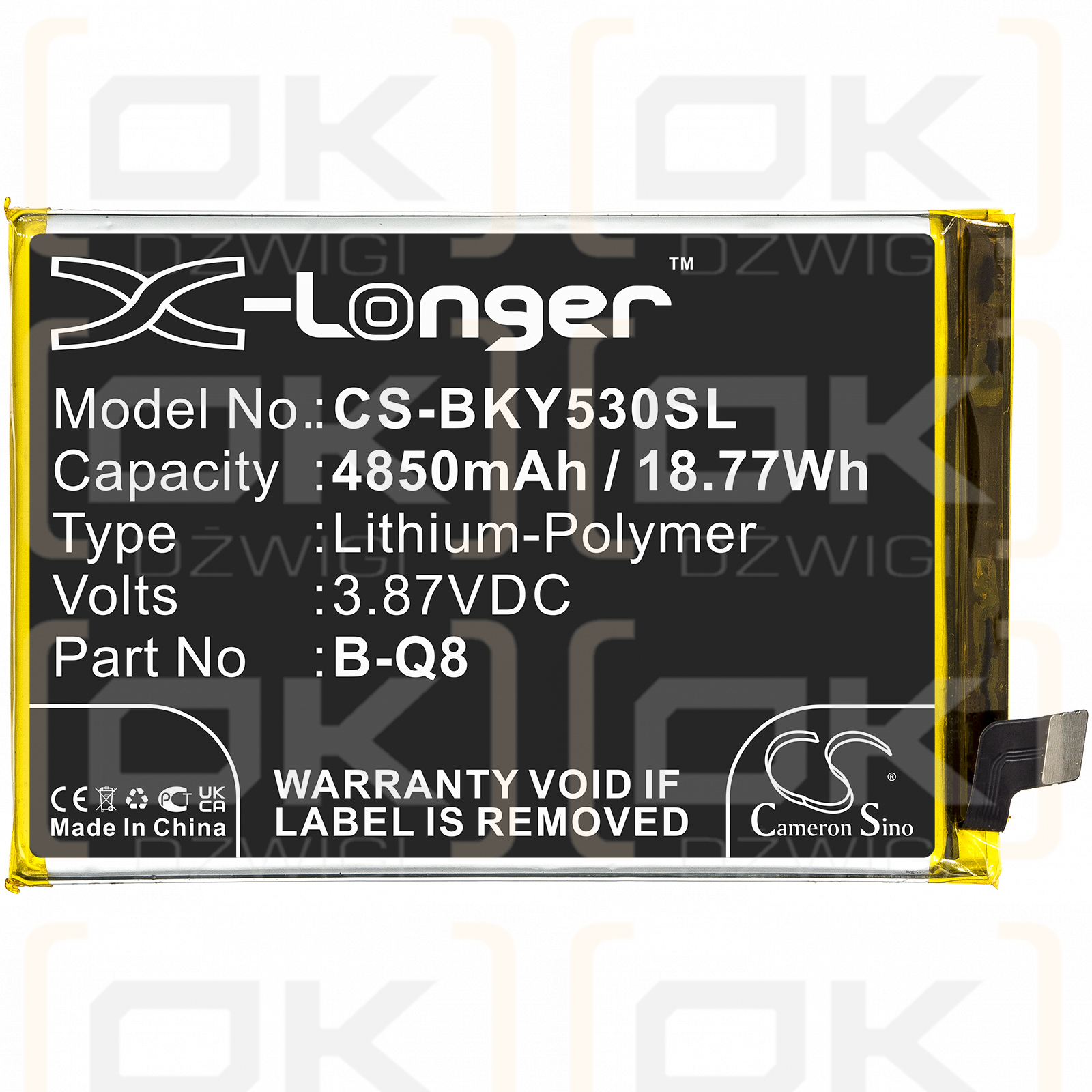 Ersatzakku für Vivo V2111A / B-Q8 4850mAh Li-Polymer 3,87V (Cameron Sino)