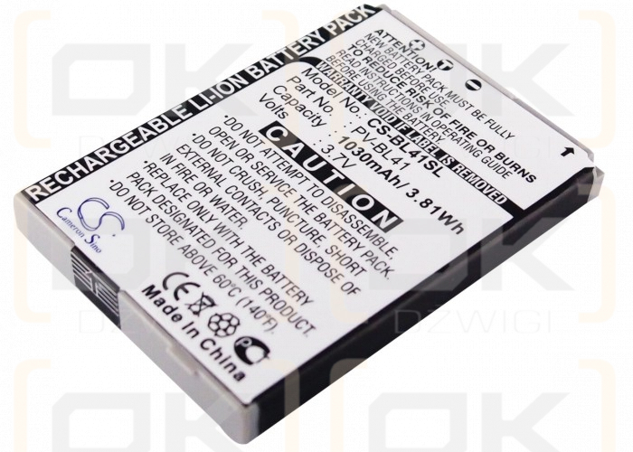 Bateria zamienna do T-Mobile Sidekick 2008 / PV-BL41 1030 mAh Li-ion 3.7 V (Cameron Sino)