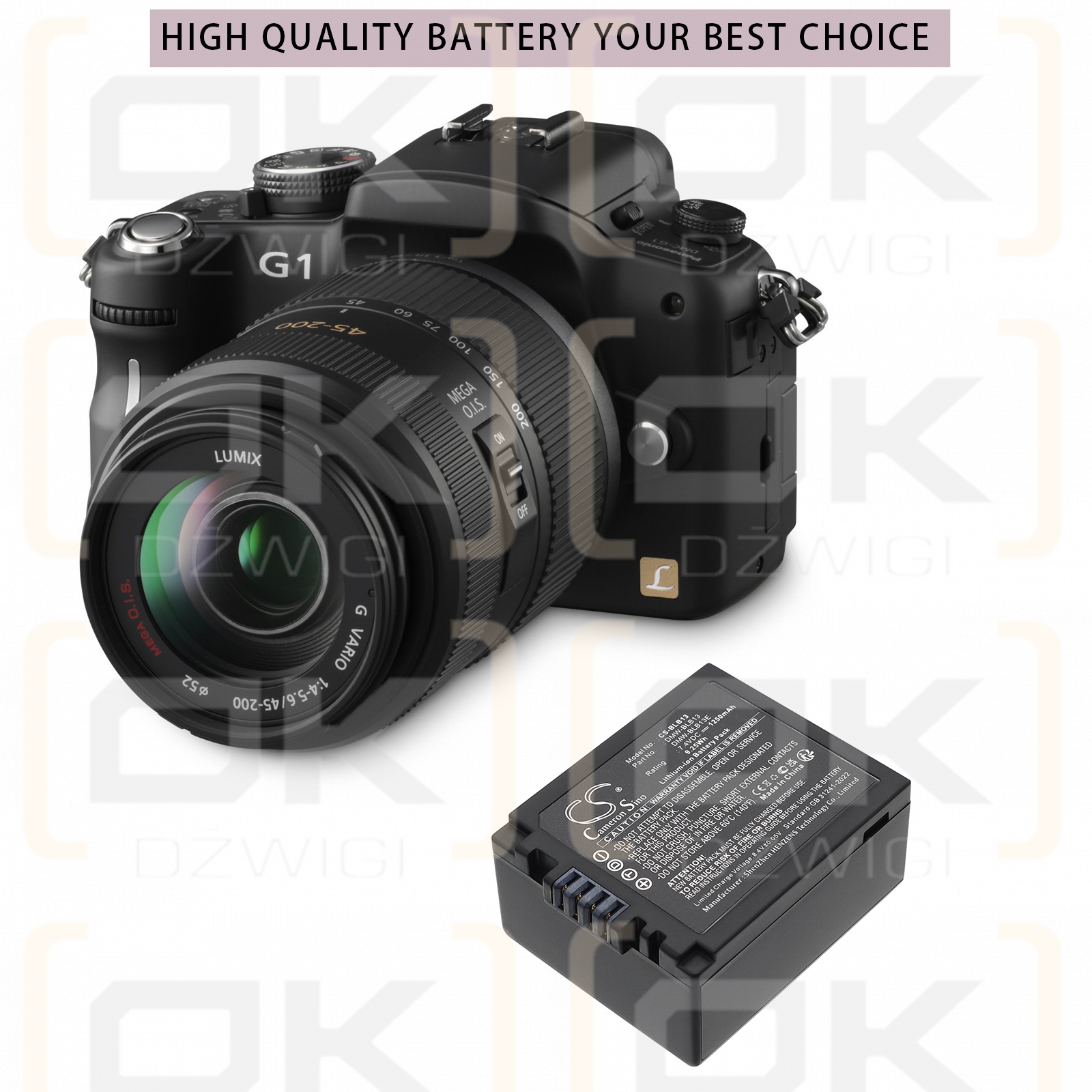 Panasonic Lumix DMC-GH1KEB-R / DMW-BLB13 1250 mAh Li-ion 7,4 V (Cameron Sino)