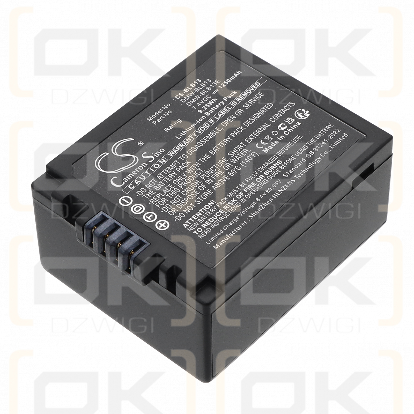 Panasonic Lumix DMC-GH1KEB-R / DMW-BLB13 1250 mAh Li-ion 7,4 V (Cameron Sino)