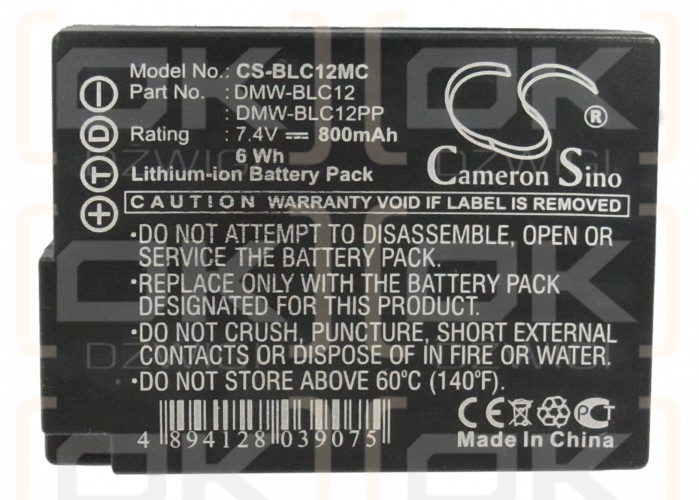 Panasonic Lumix DMC-G6KK / DMW-BLC12 800mAh Li-ion 7.4V (Cameron Sino)