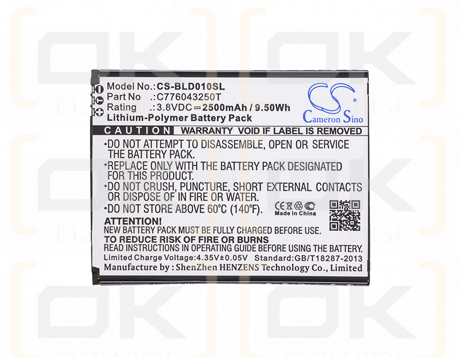 BLU BOLD LIKS US / C776043250T 2500 mAh Li-Polymer 3,8 V (Cameron Sino)