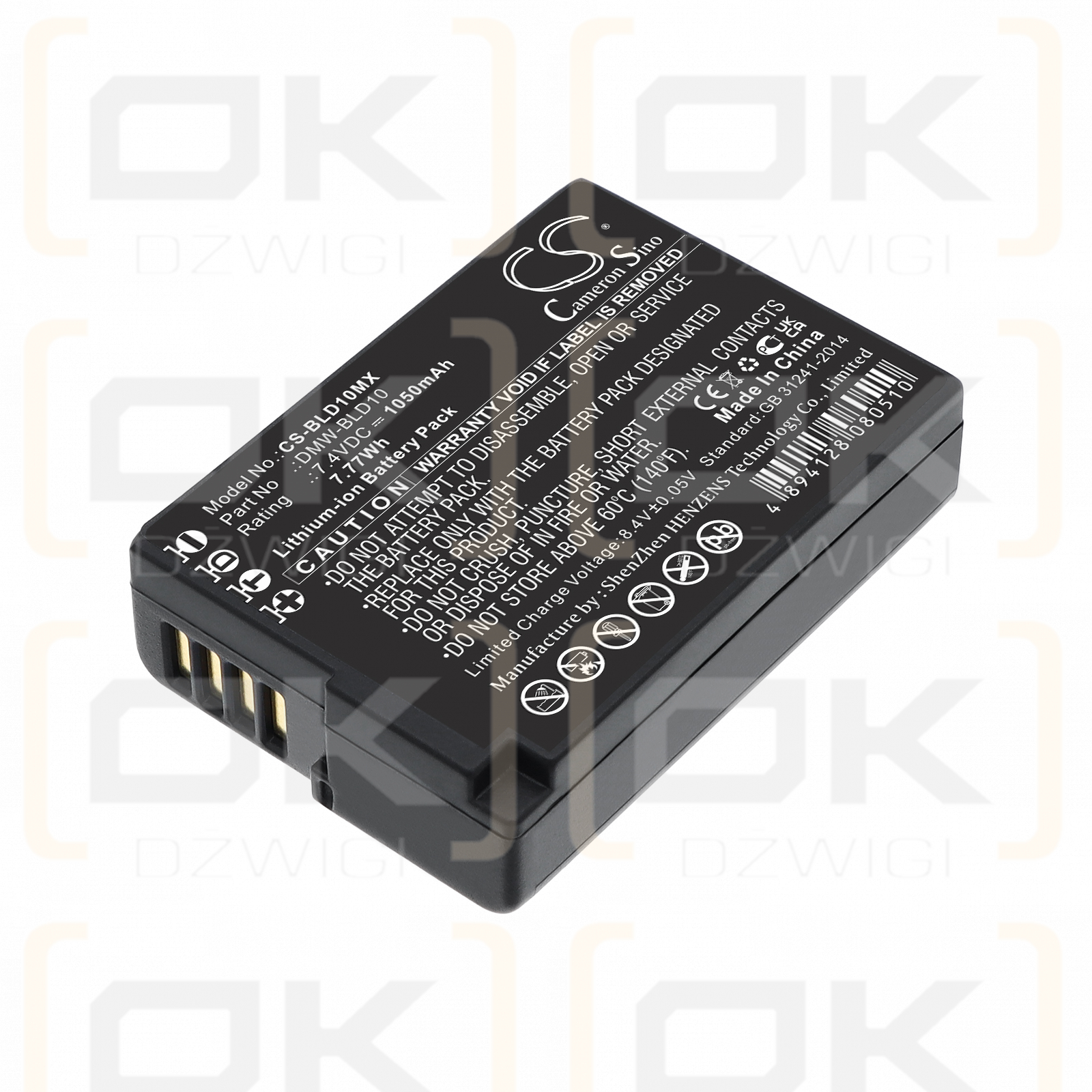 Batería de repuesto para Panasonic Lumix DMC-GX1 / DMW-BLD10, 1050 mAh, iones de litio, 7,4 V (Cameron Sino)