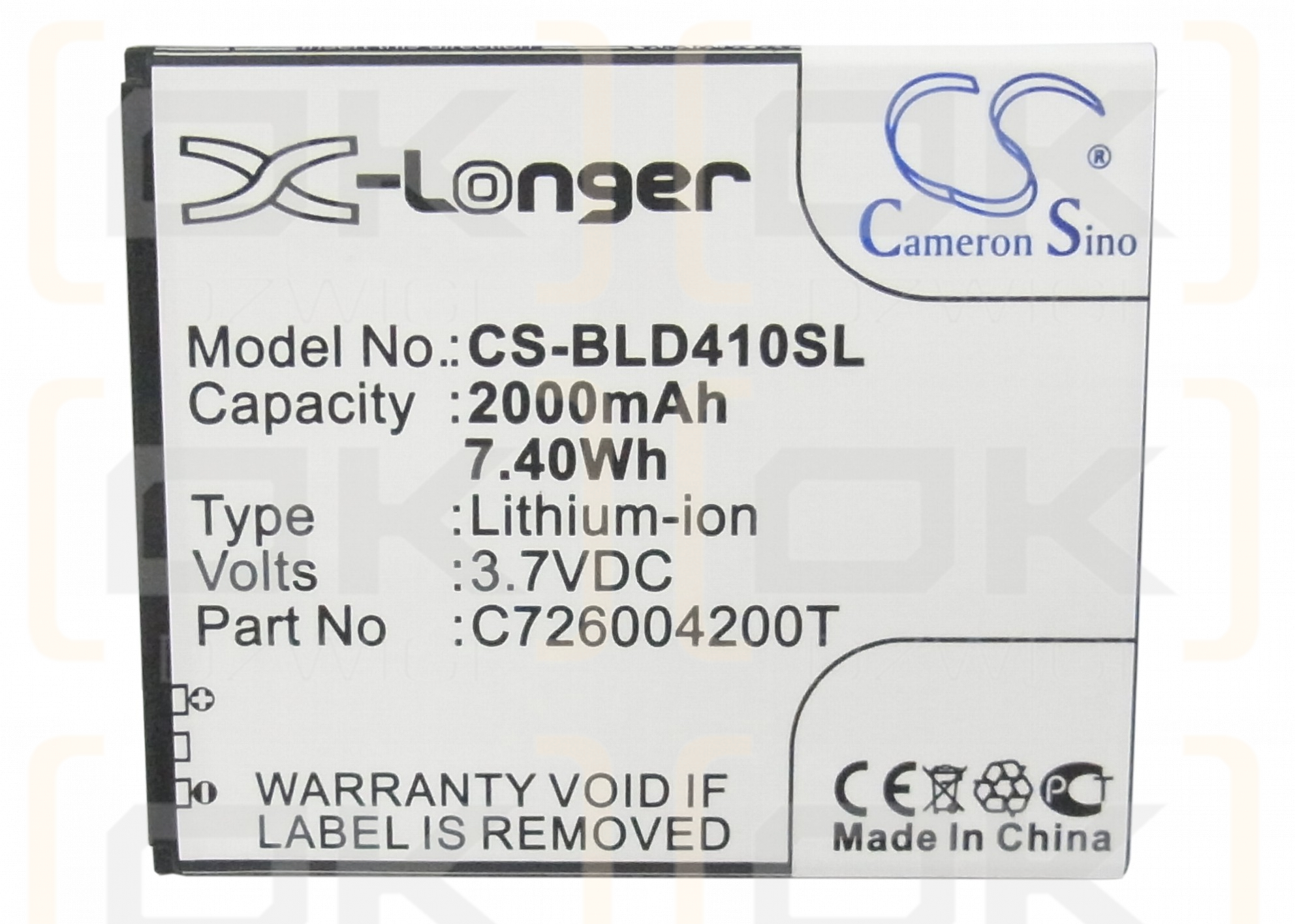 BLU D412L / C726004200T 2000 mAh Li-Ion 3,7 V (Cameron Sino)