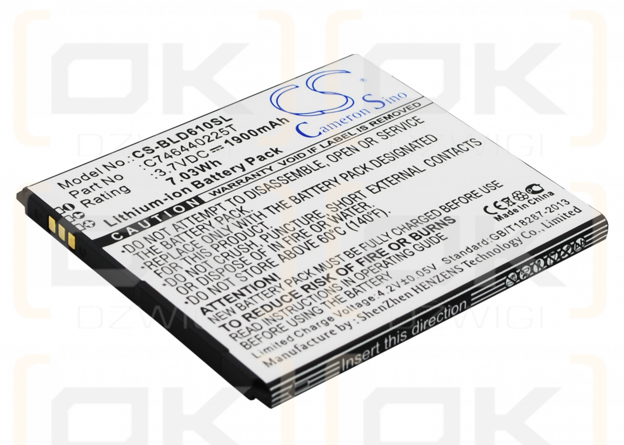 BLU D610i / C746440225T 1900mAh Li-ion 3.7V (Cameron Sino)