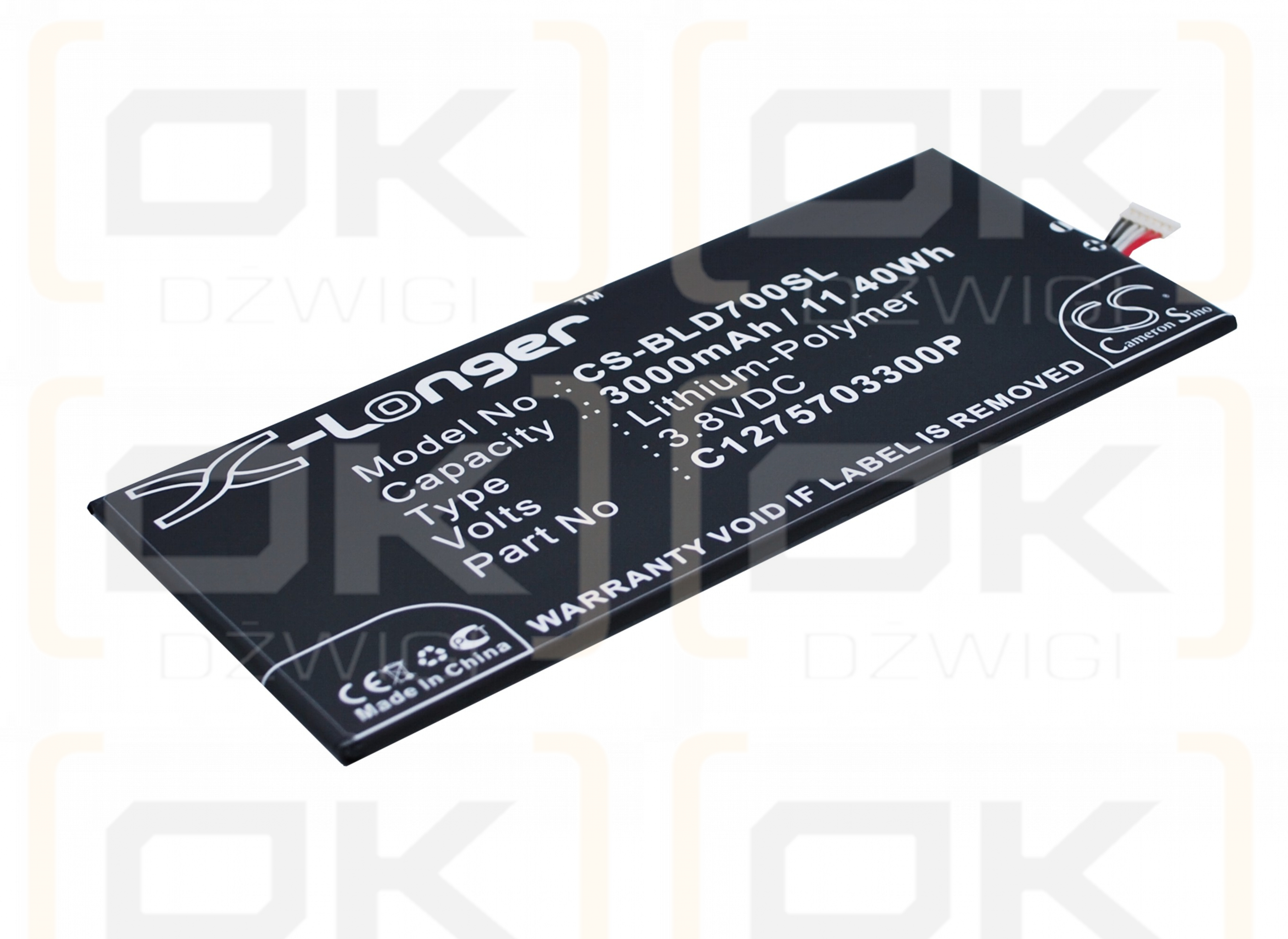 BLU S480u / C1275703300P 3000mAh Li-Polymer 3.8V (Cameron Sino)