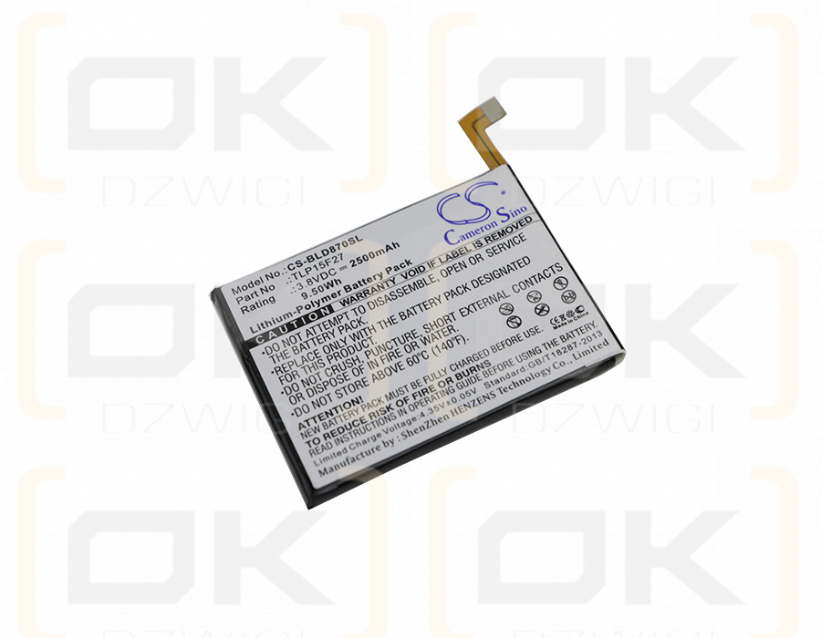 BLU D870U / TLP15F27 2500mAh Li-Polymer 3.8V (Cameron Sino)