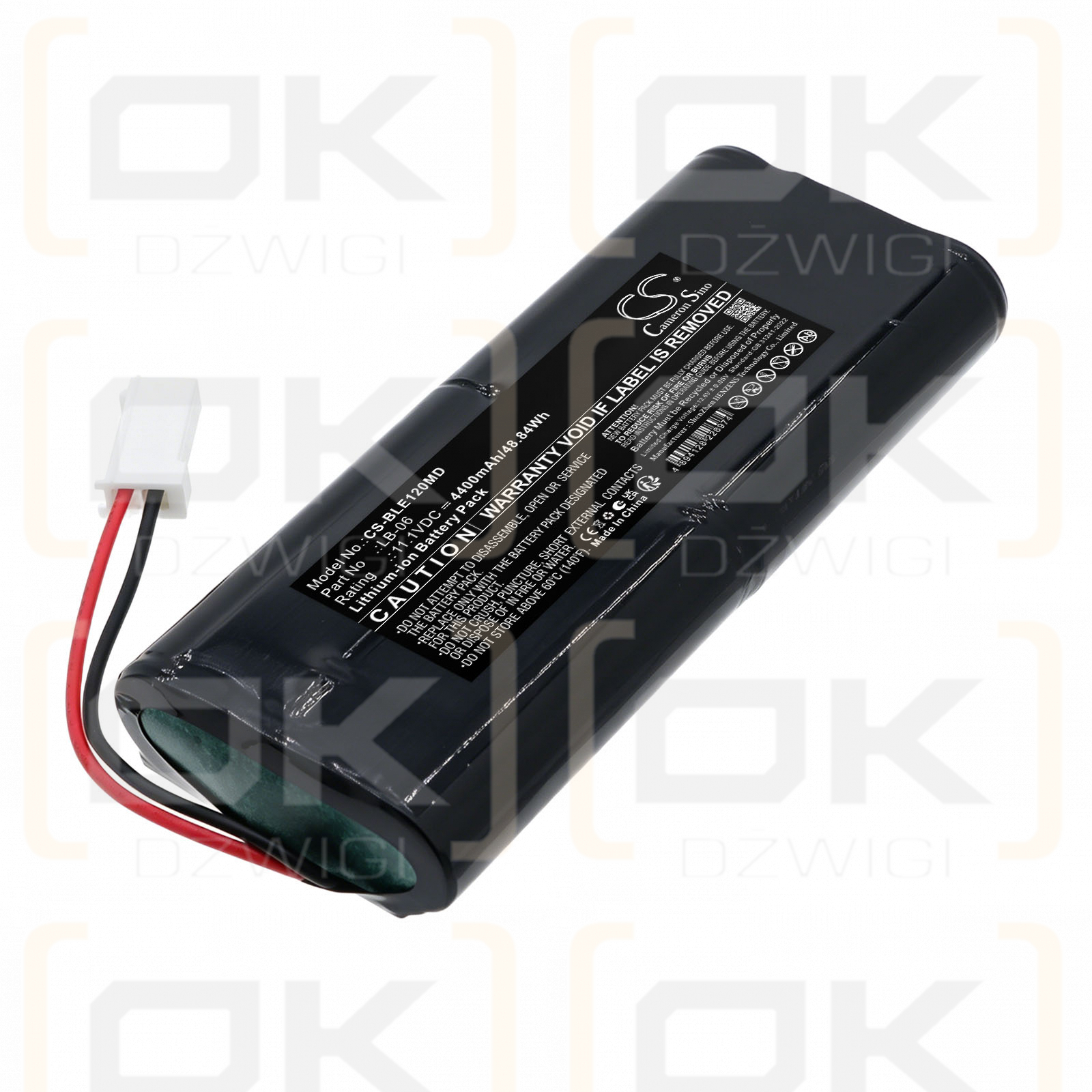 Replacement Battery for Biolight E65 12 Channel ECG Machine / 12-100-0020 4400 mAh Li-ion 11.1 V (Cameron Sino)