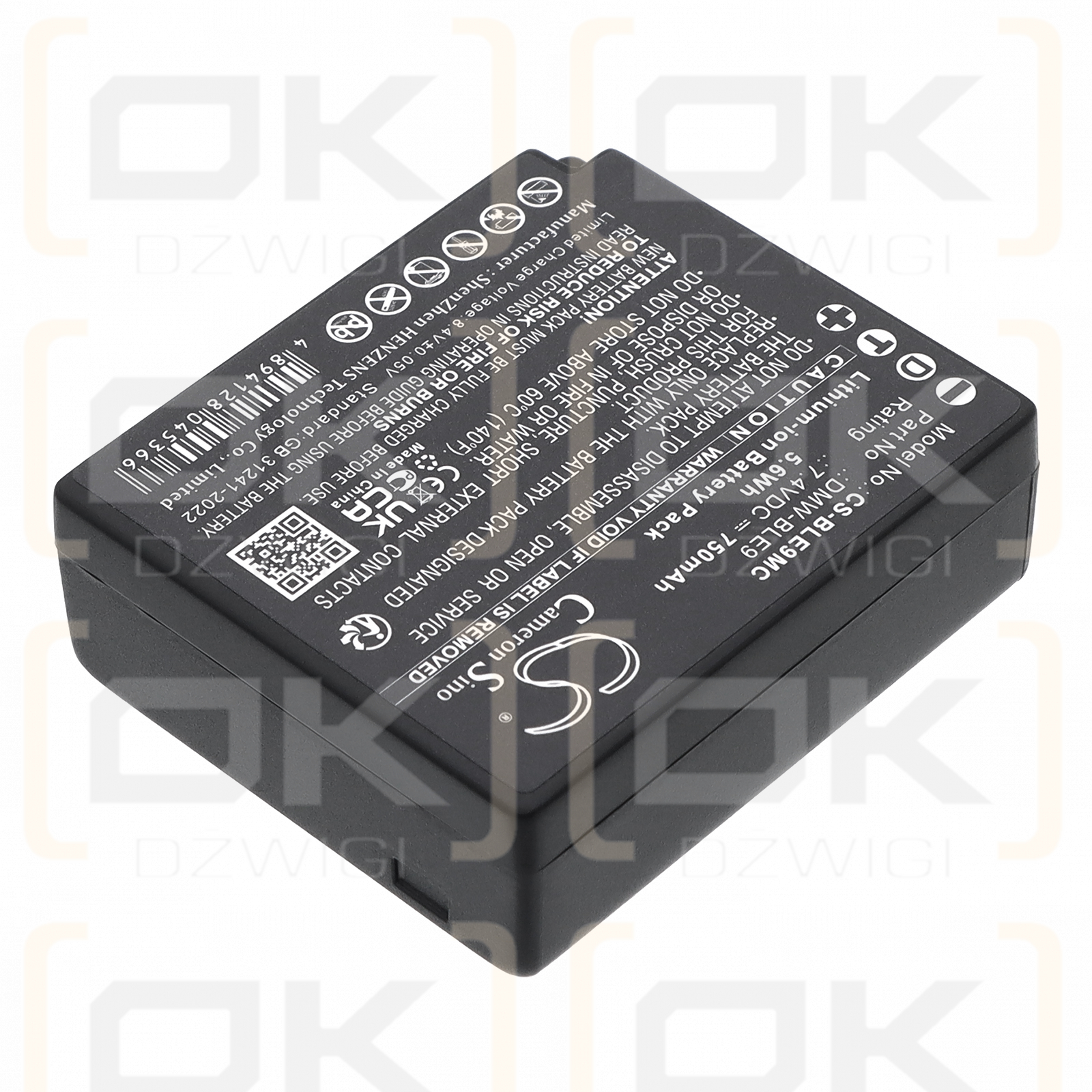 Panasonic Lumix DMC-GF6X / DMW-BLE9 750 mAh Li-ion 7,4 V (Cameron Sino)