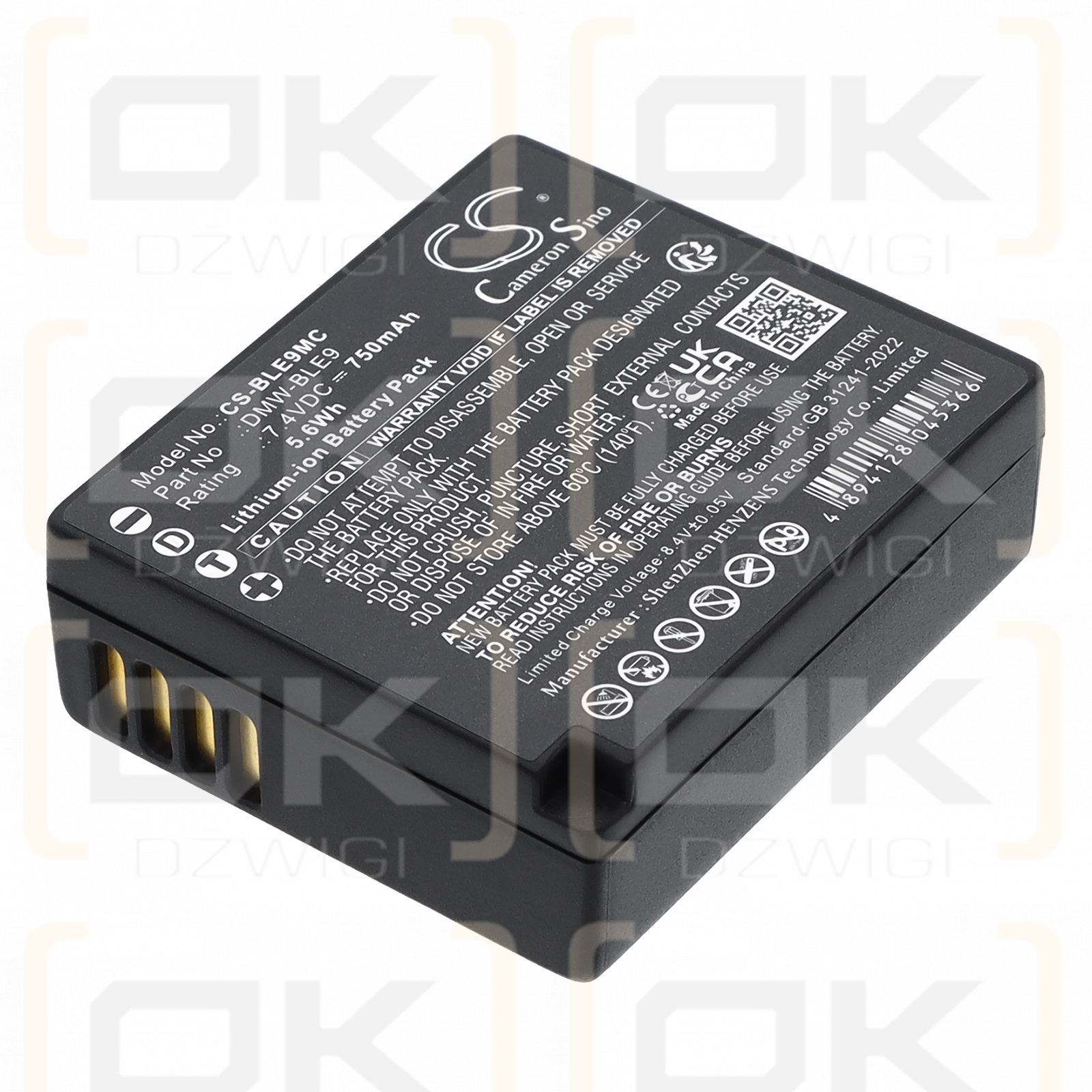 Panasonic Lumix DMC-GF6X / DMW-BLE9 750 mAh Li-ion 7,4 V (Cameron Sino)