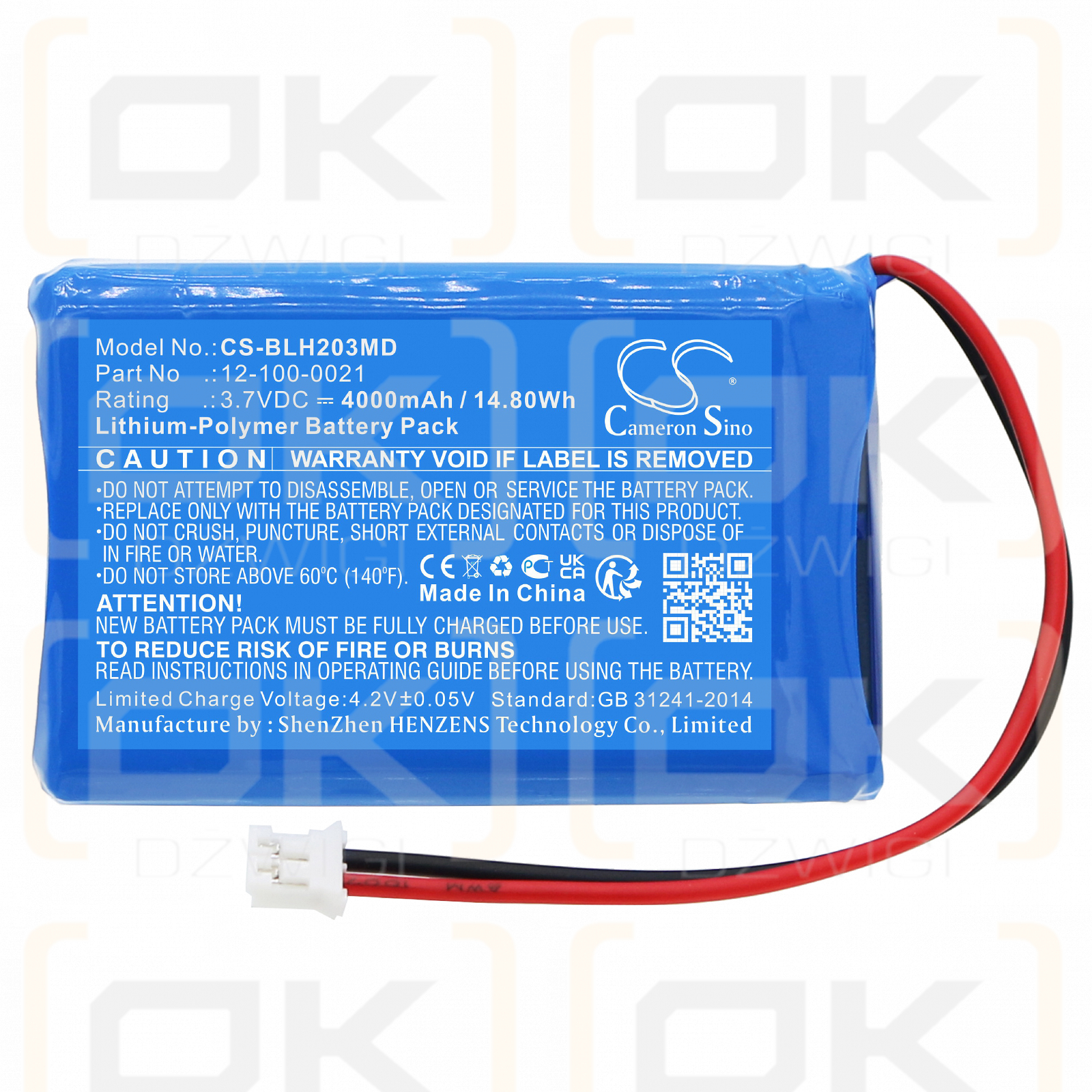 Biolight BLT-203 / 12-100-0021 4000 mAh Li-Polymer 3,7 V (Cameron Sino)