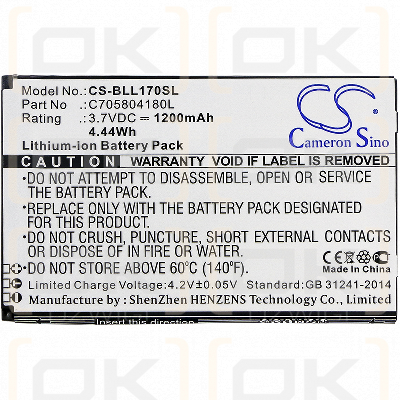 BLU L170i / C705804180L 1200mAh Li-ion 3.7V (Cameron Sino)