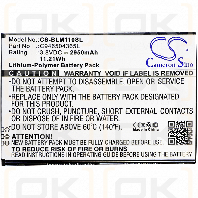 BLU L0110EE / C946504365L 2950mAh Li-Polímero 3.8V (Cameron Sino)