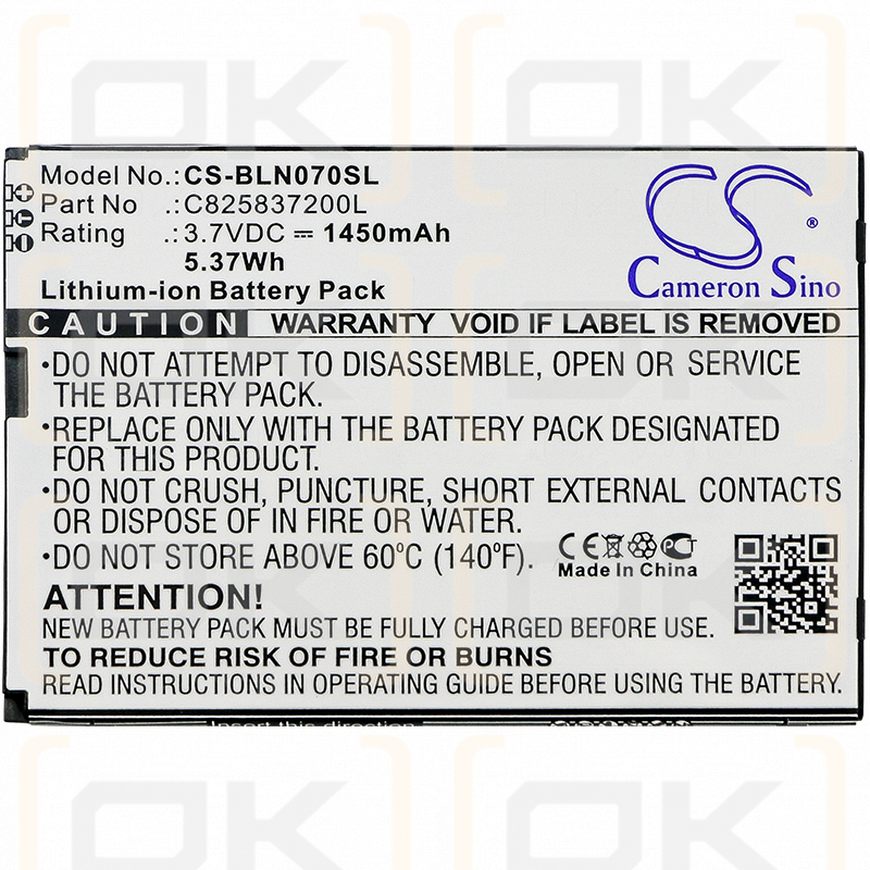 BLU N070u / C825837200L 1450mAh Li-ion 3.7V (Cameron Sino)