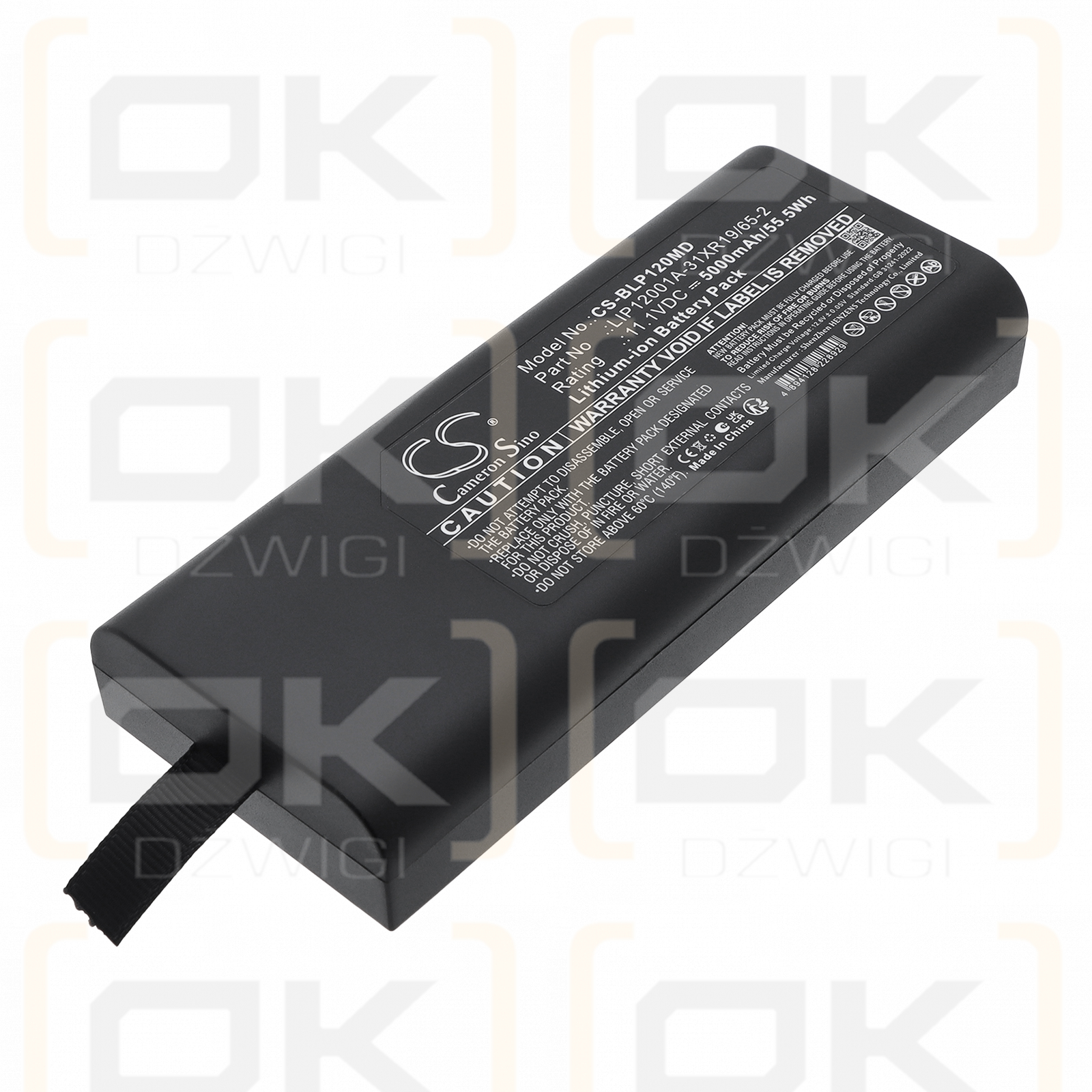 Replacement Battery for Biolight P15 Patient Monitor / LIP12001A-31XR19/65-2 5000 mAh Li-ion 11.1 V (Cameron Sino)