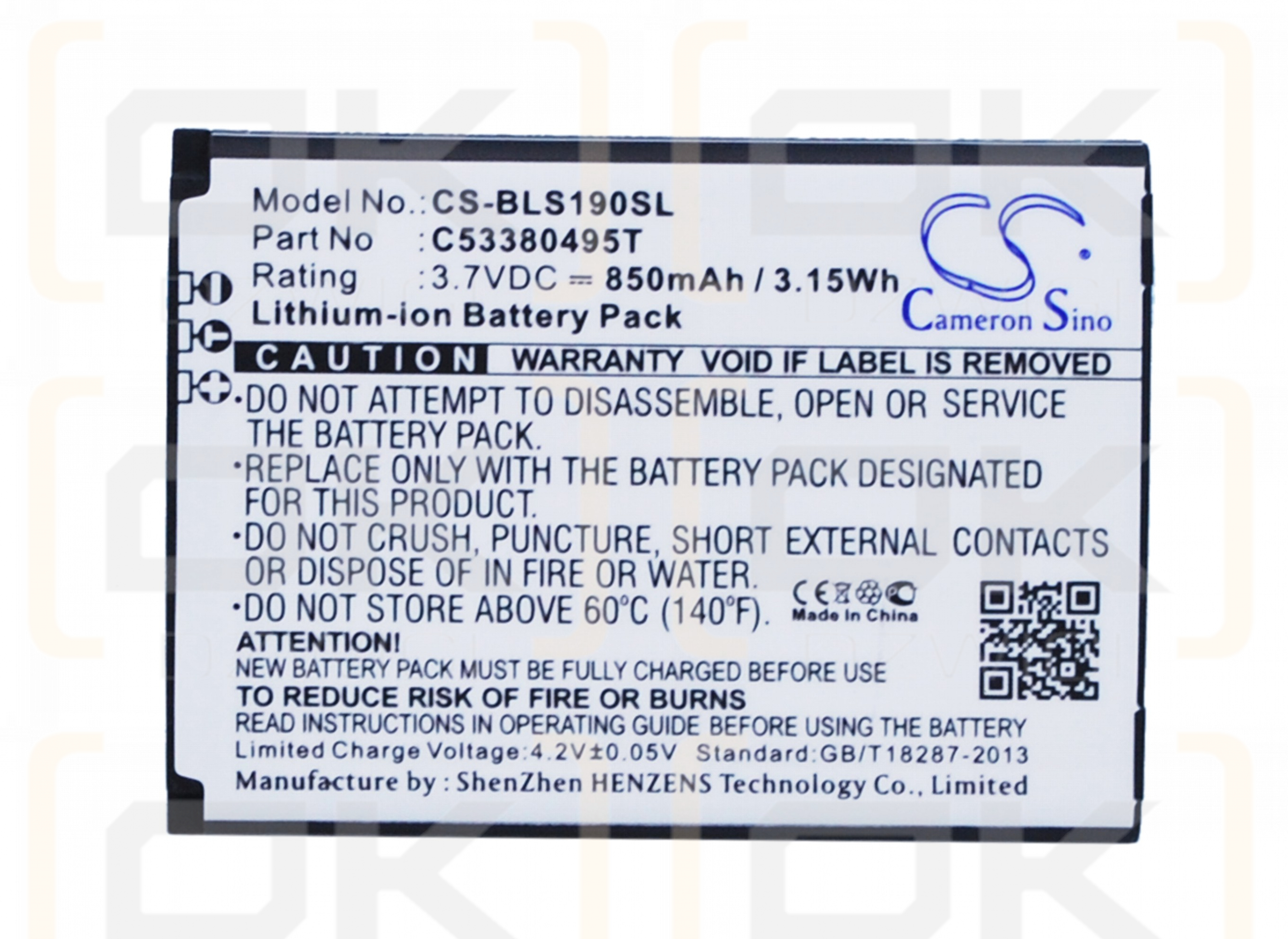 BLU S180 / C53380495T 850mAh Li-ion 3.7V (Cameron Sino)