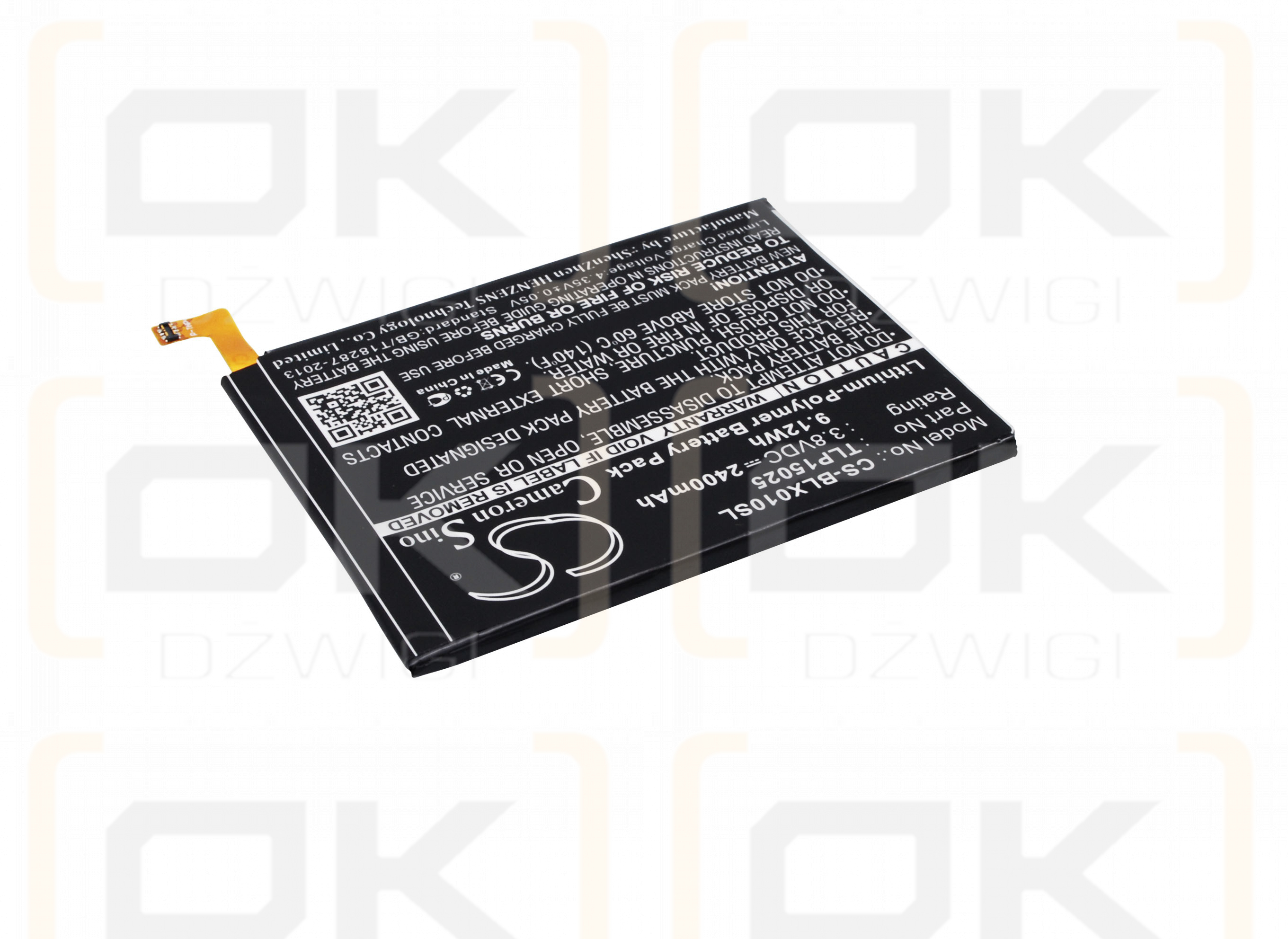 BLU X010Q / TLP15025 2400 mAh Li-Polymer 3.8 V (Cameron Sino)