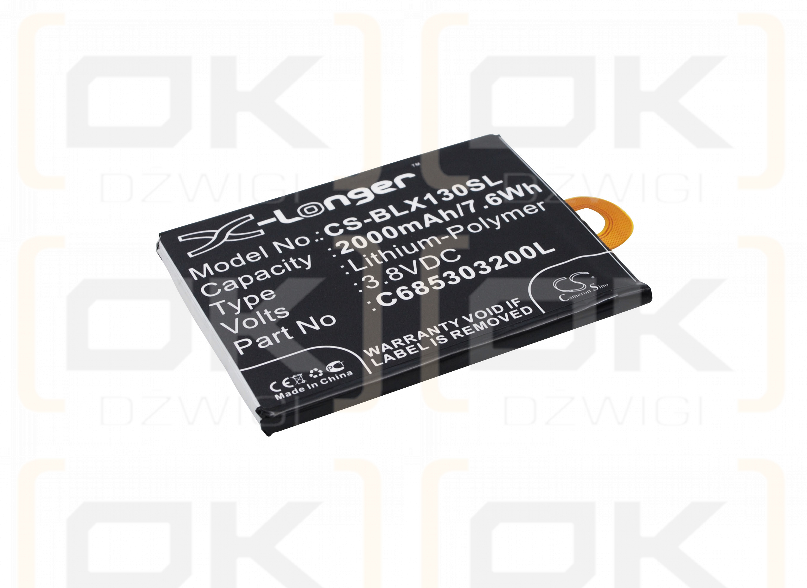 BLU X130 / C685303200L 2000 mAh Li-Polymer 3.8 V (Cameron Sino)