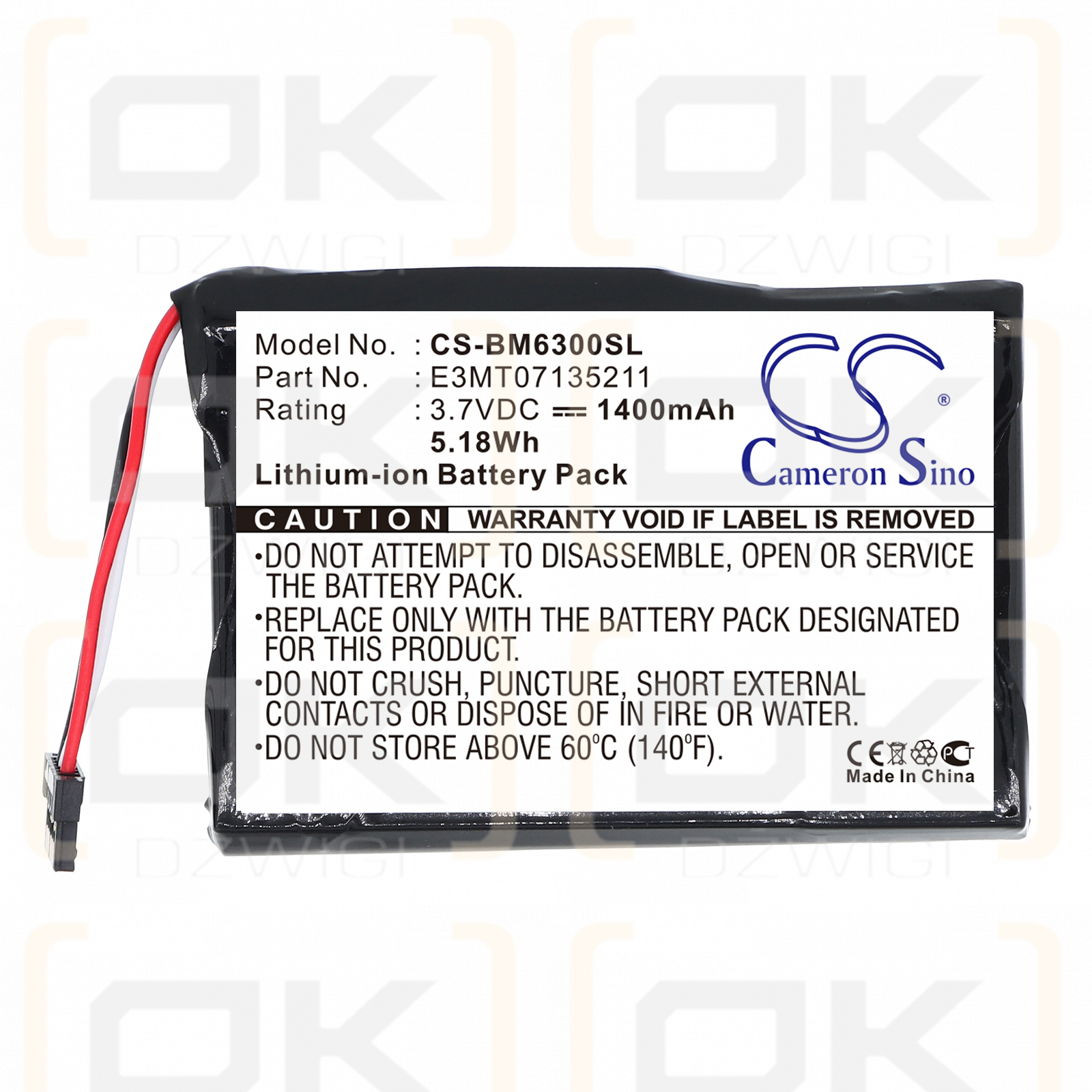 Transonic MD 95255 / E3MT07135211 1400 mAh Li-ion 3,7 V (Cameron Sino)