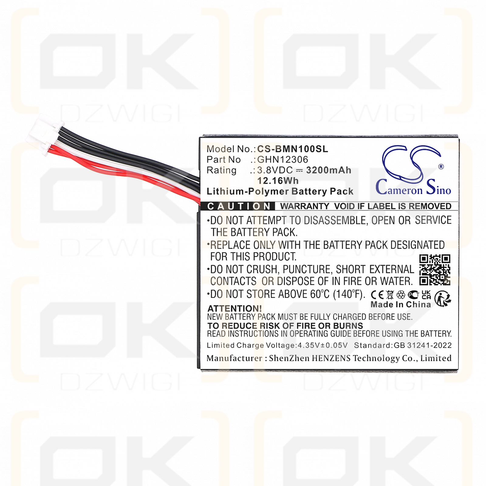 BMW Motorrad N1 / GHN12306 3200 mAh Li-Polymer 3,8 V (Cameron Sino)
