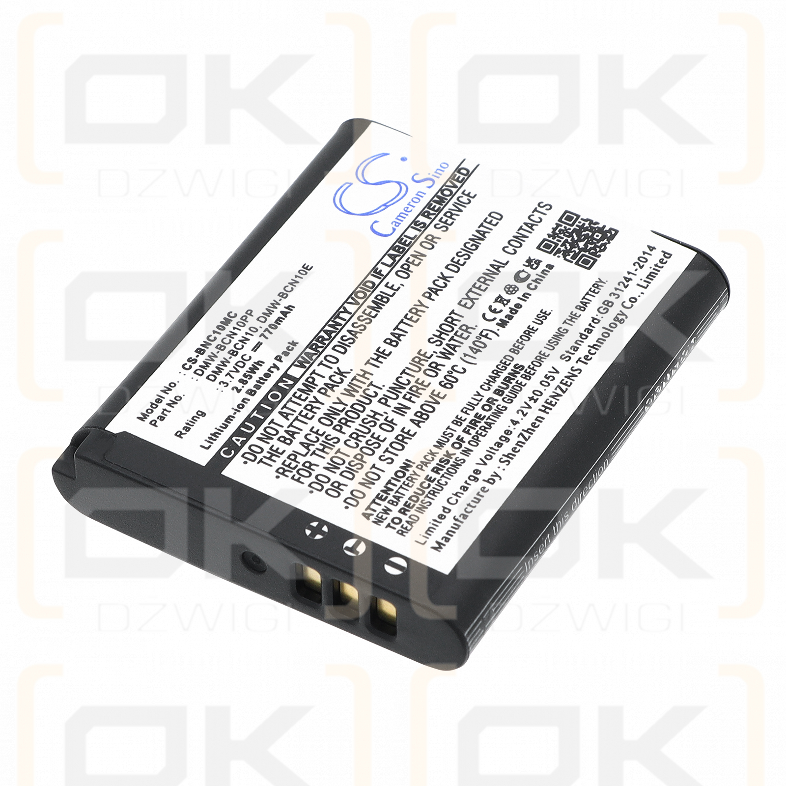 Batería de repuesto para Panasonic Lumix DMC-LF1W / DMW-BCN10, 770 mAh, iones de litio, 3,7 V (Cameron Sino)