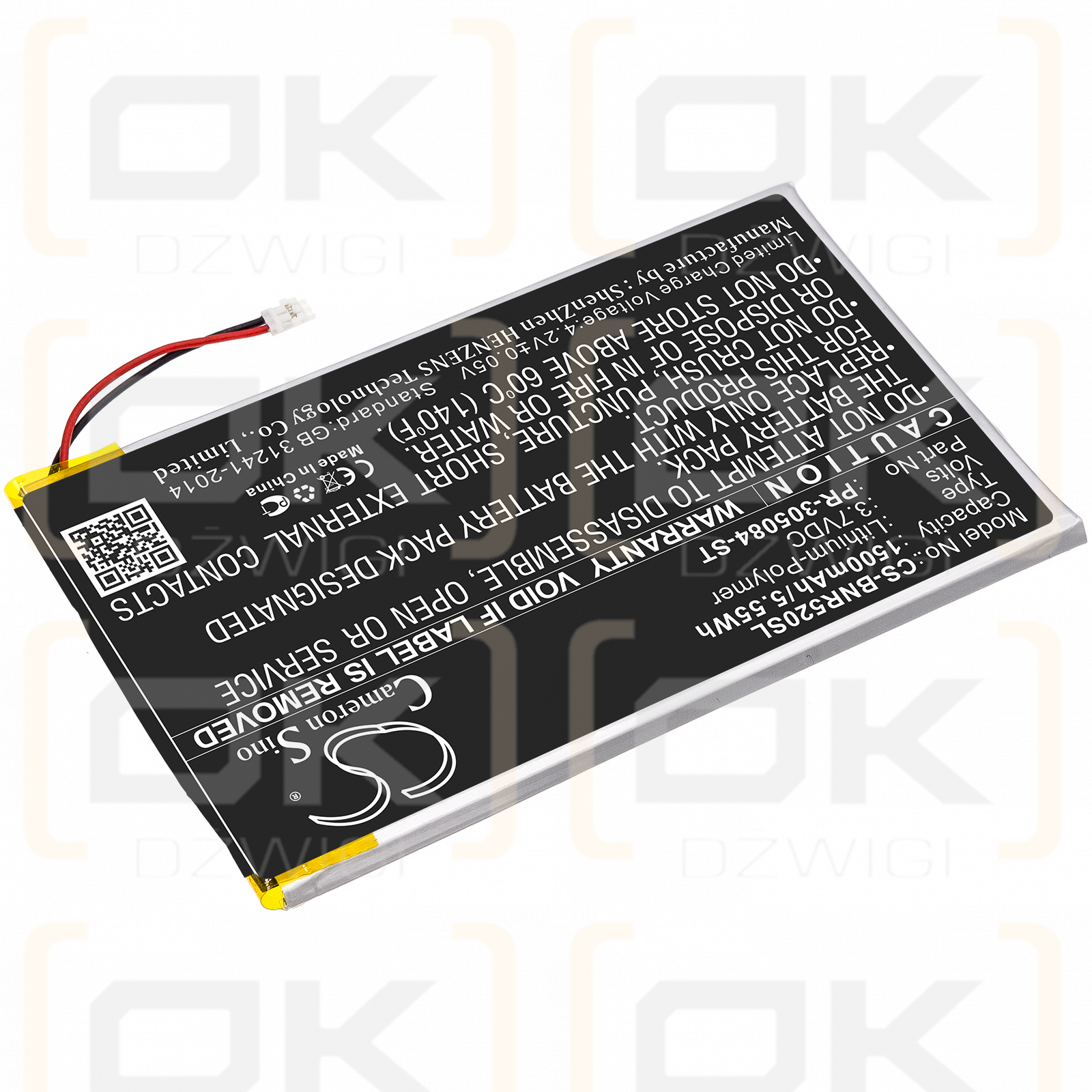 Barnes & Noble BNRV520 / PR-305084-ST 1500mAh Li-Polymer 3.7V (Cameron Sino)