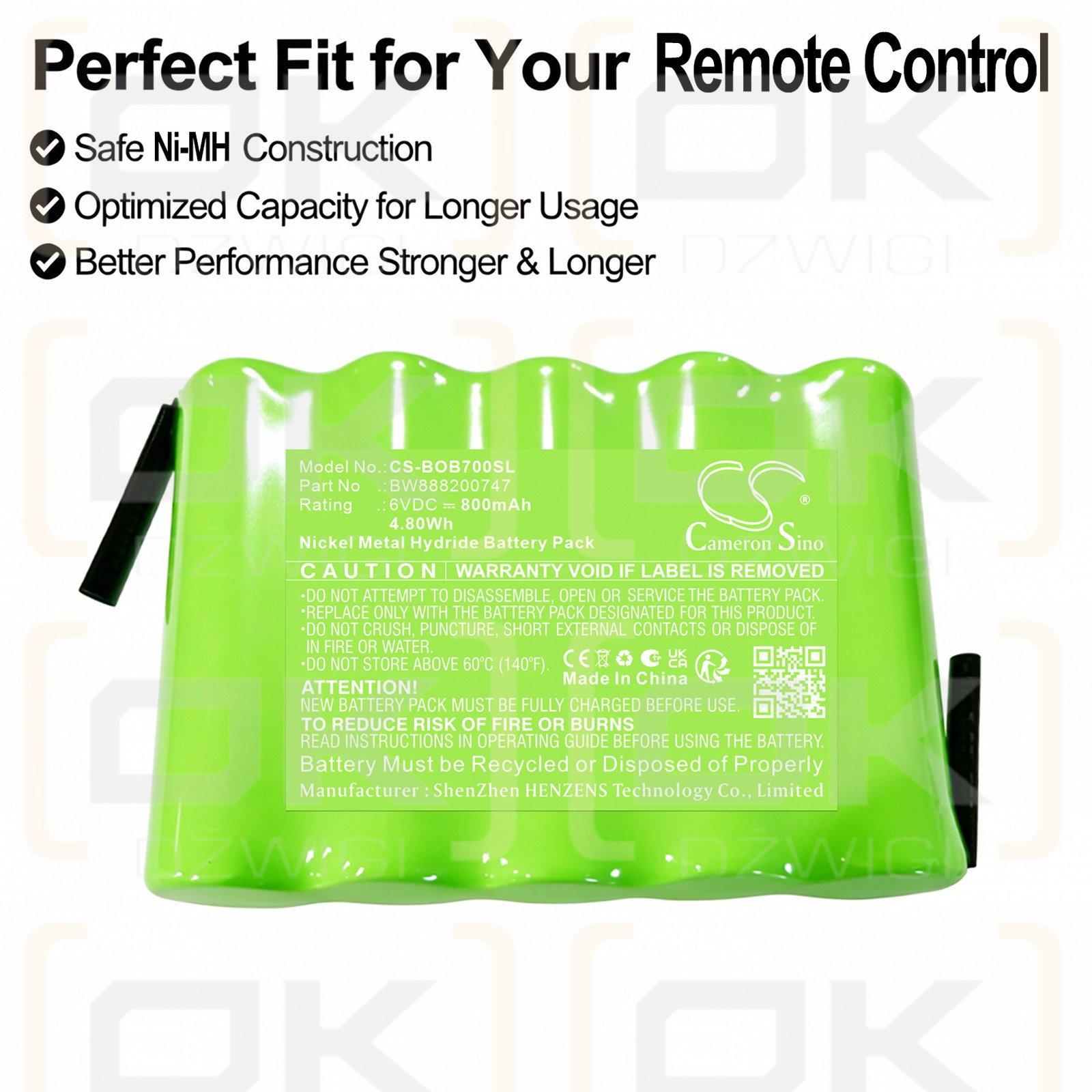 Batería de repuesto para Bang & Olufsen Beolink 7000 / BW888200747 800 mAh Ni-MH 6 V (Cameron Sino)