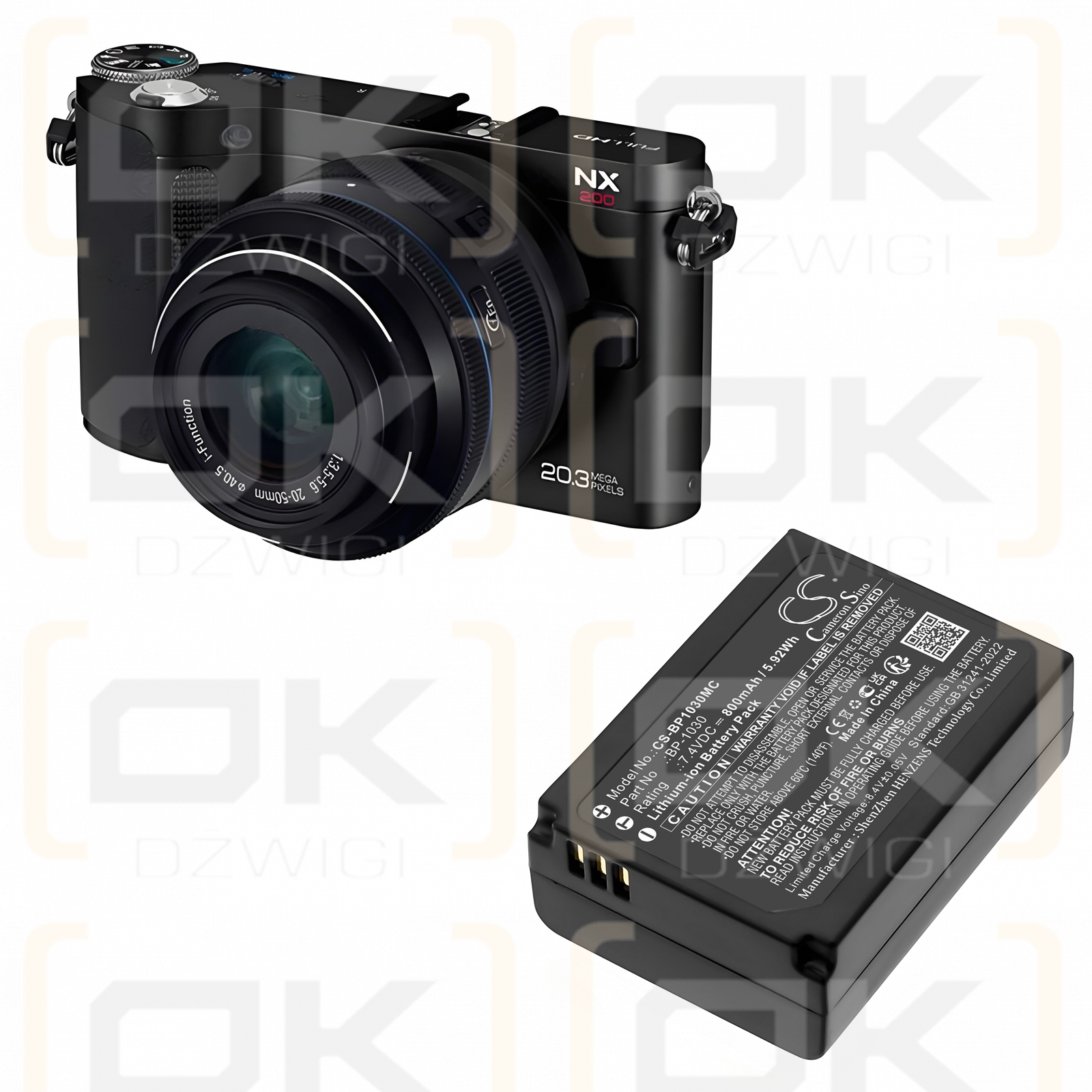 Samsung NX500 / BP-1030 800mAh Li-ion 7.4V (Cameron Sino)