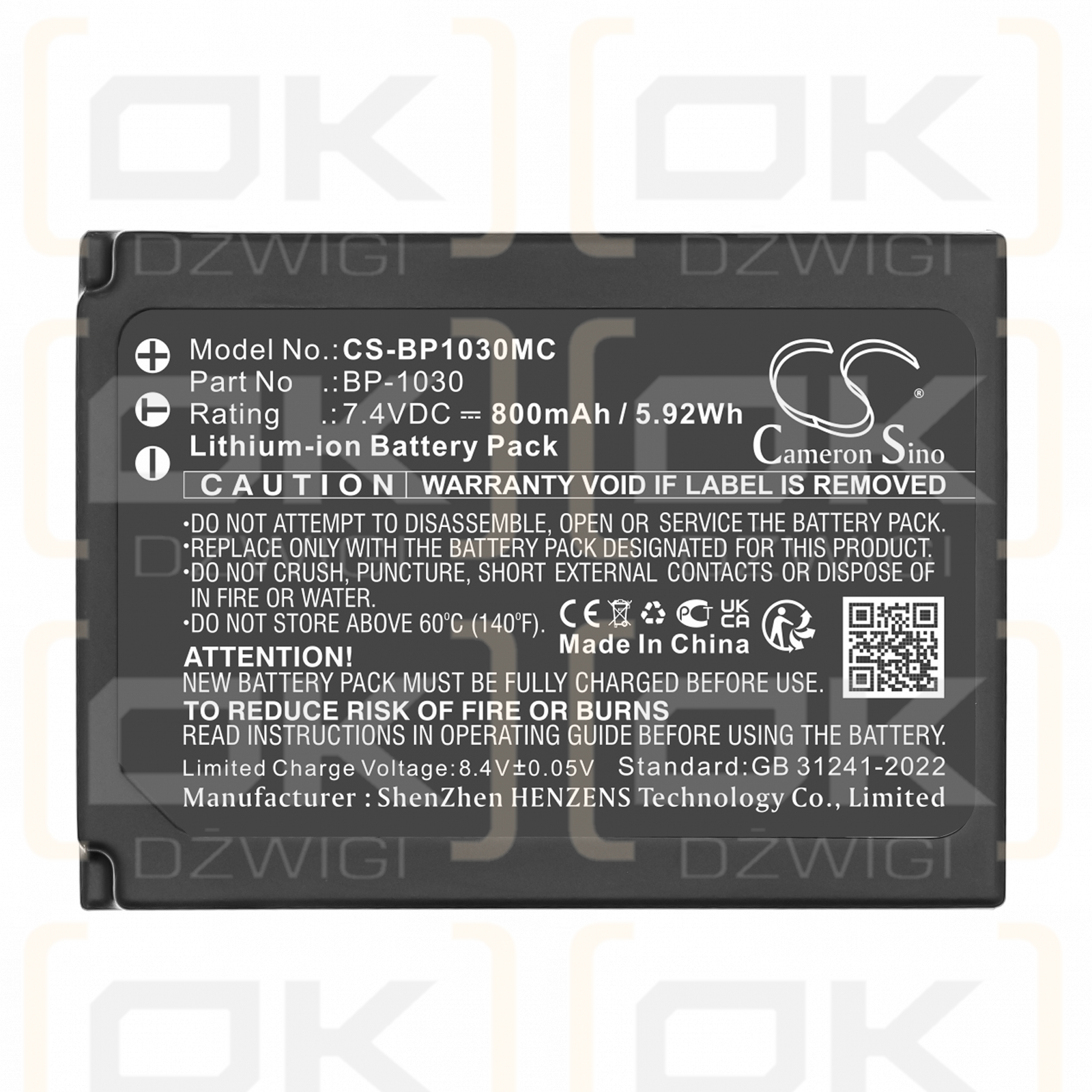 Samsung NX500 / BP-1030 800mAh Li-ion 7.4V (Cameron Sino)