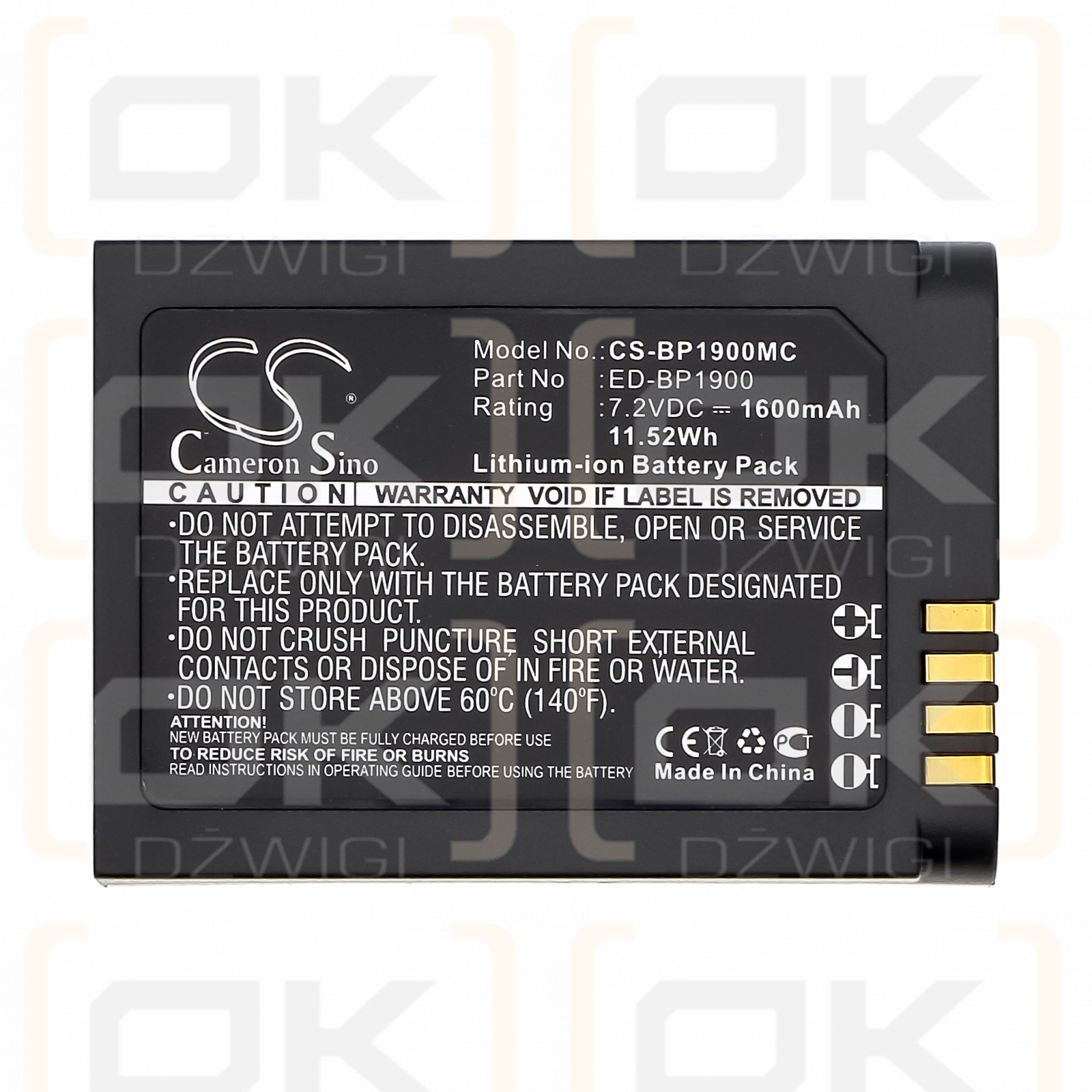 Samsung EV-NX1ZZZBZBUS / ED-BP1900 1600 мАч литий-ионный 7,2 В (Cameron Sino)