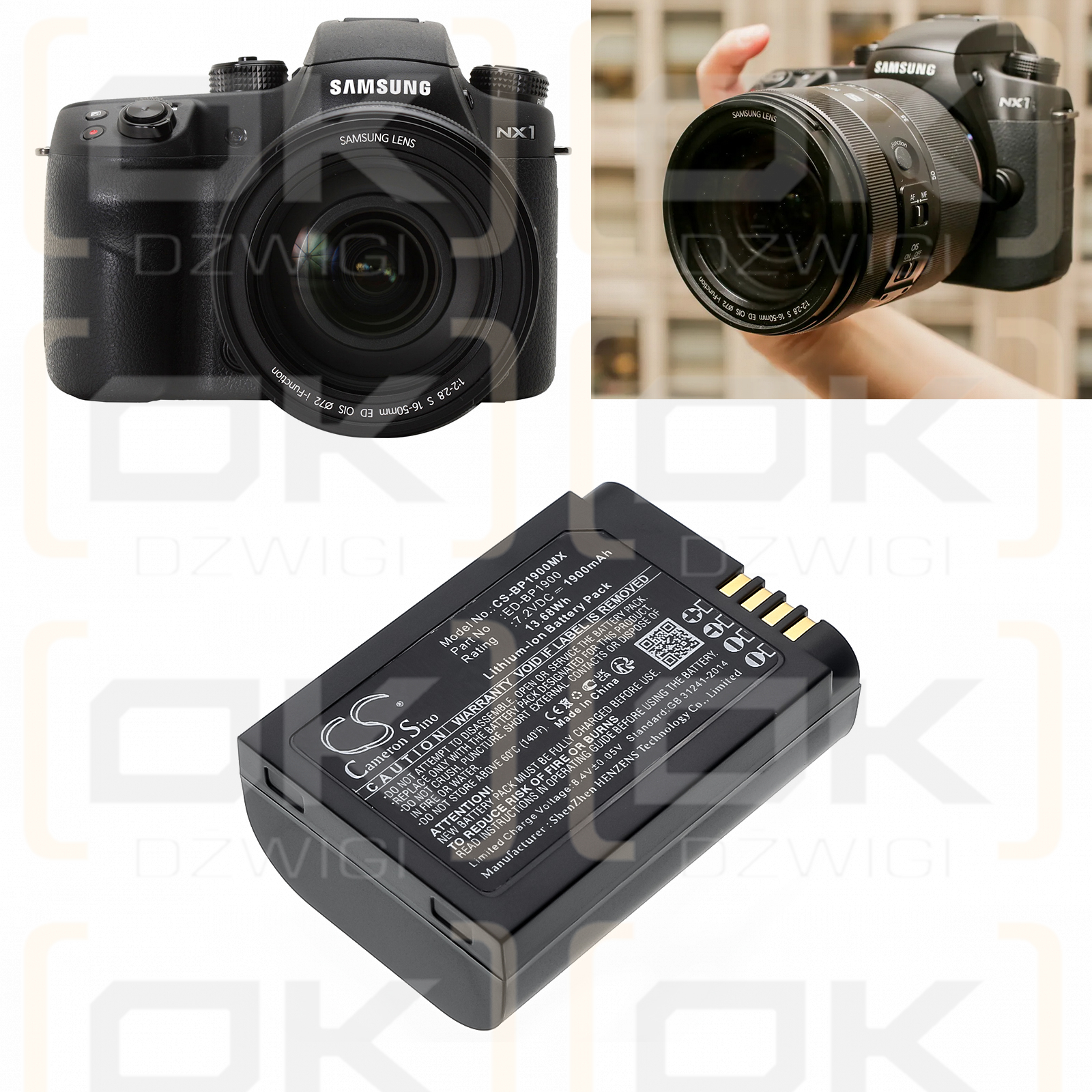 Samsung EV-NX1ZZZBZBUS / ED-BP1900 1900mAh Li-ion 7.2V (Cameron Sino)