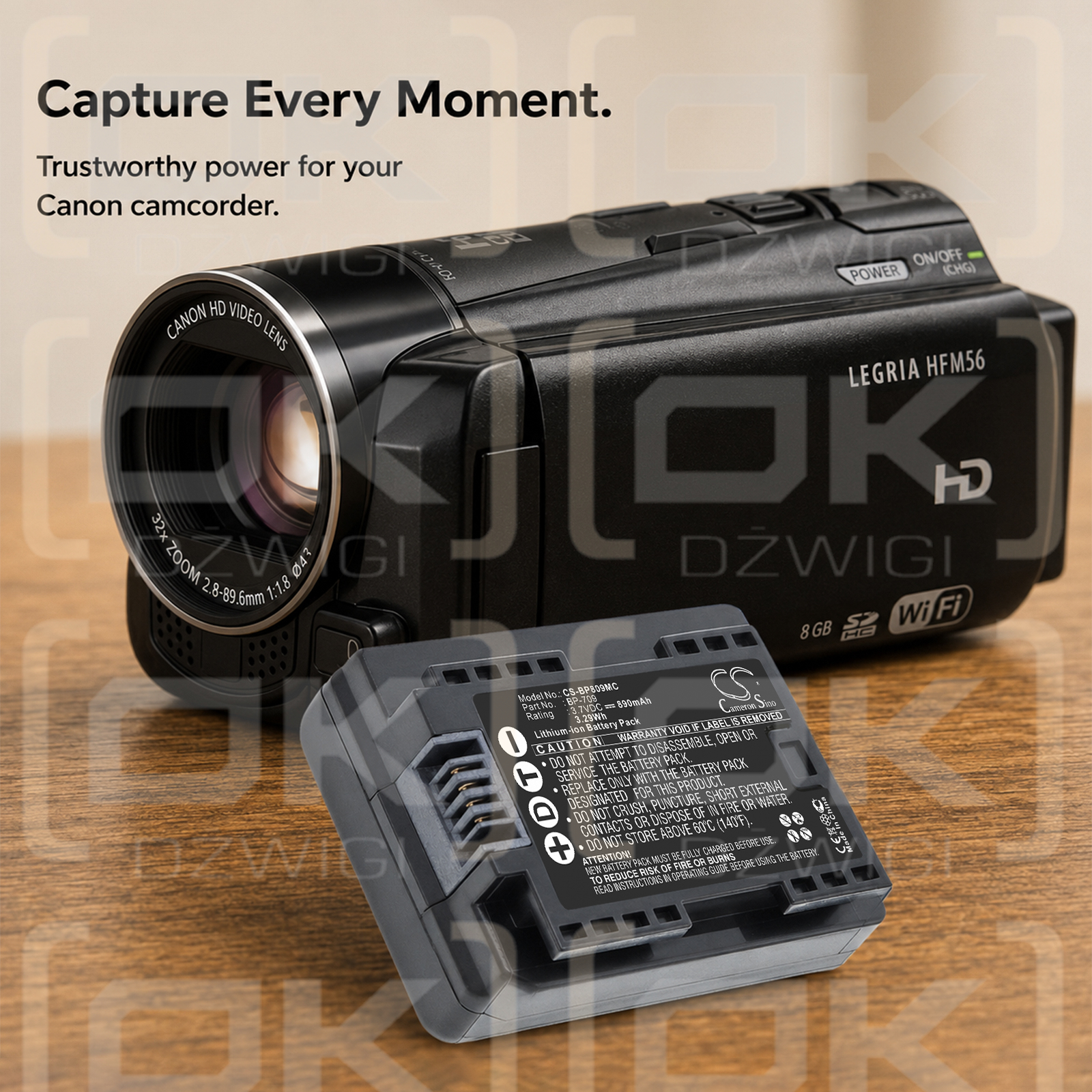 Bateria zamienna do Canon VIXIA HF R800 / BP-709 890 mAh Li-ion 3.7 V (Cameron Sino)