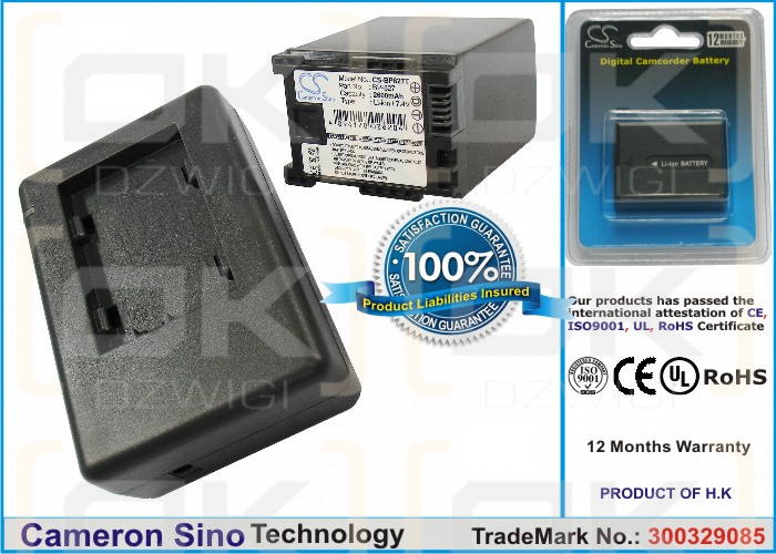 Canon Vixia HF20 / BP-827 2600 mAh Li-ion 7,4 V (Cameron Sino)