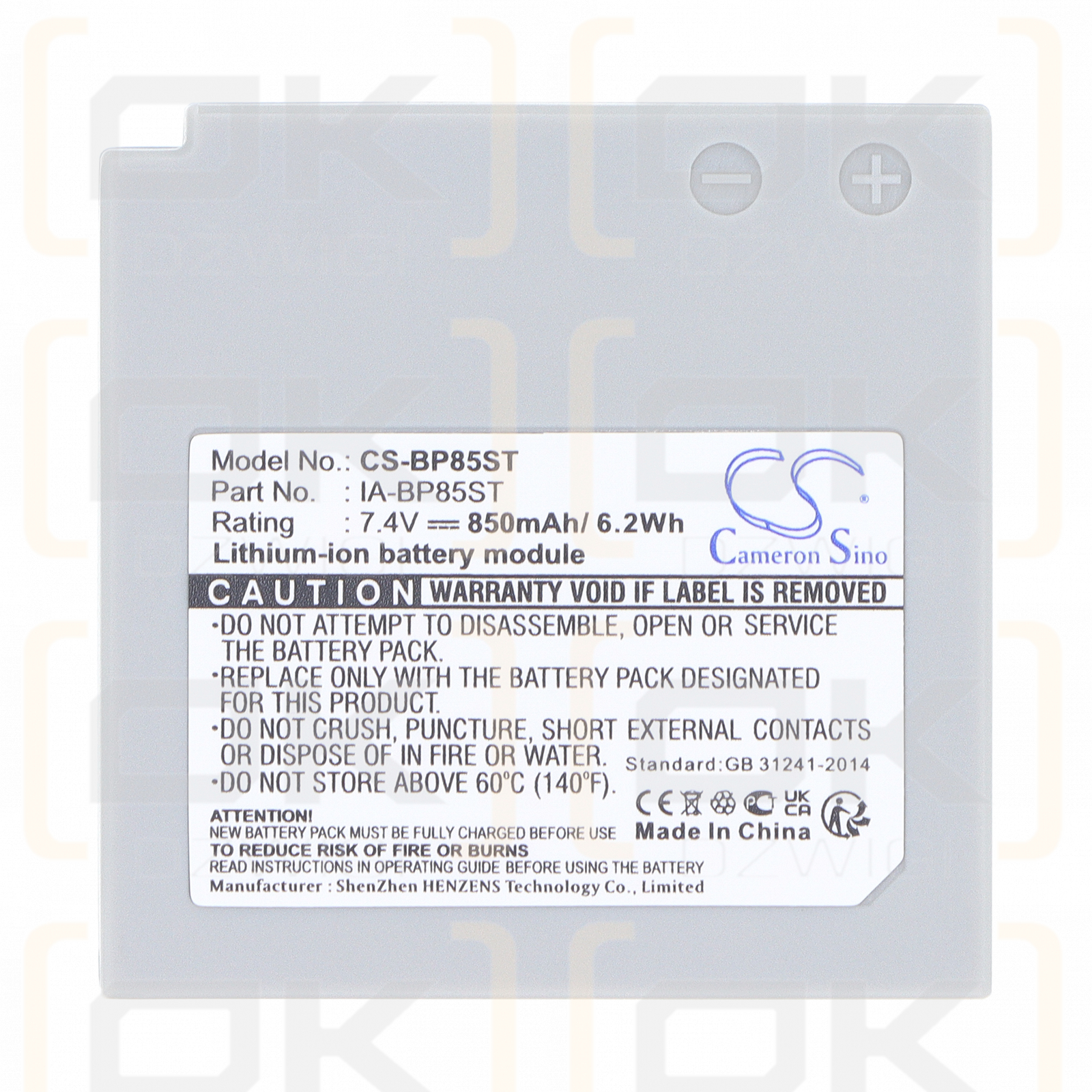 Batería de repuesto para Samsung HMX-H106 / IA-BP85ST, 850 mAh, iones de litio, 7,4 V (Cameron Sino)