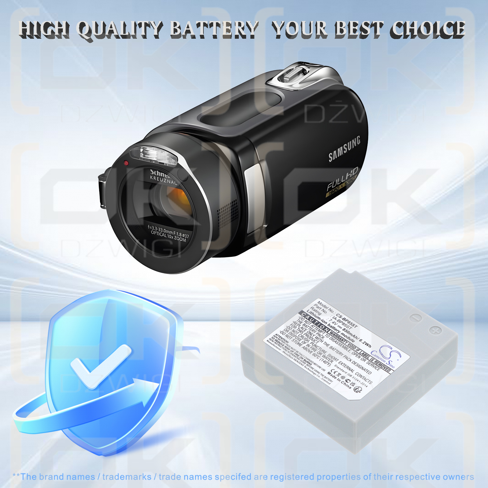 Batería de repuesto para Samsung HMX-H106 / IA-BP85ST, 850 mAh, iones de litio, 7,4 V (Cameron Sino)
