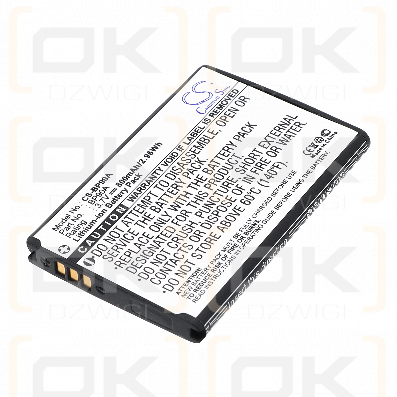 Batería de repuesto para Samsung HMX-E110 / BP-90A 800 mAh Li-ion 3.7 V (Cameron Sino)