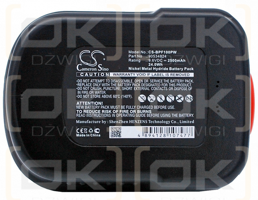 Black & Decker XTC18BK / 499936-34 2500mAh Ni-MH 9.6V (Cameron Sino)