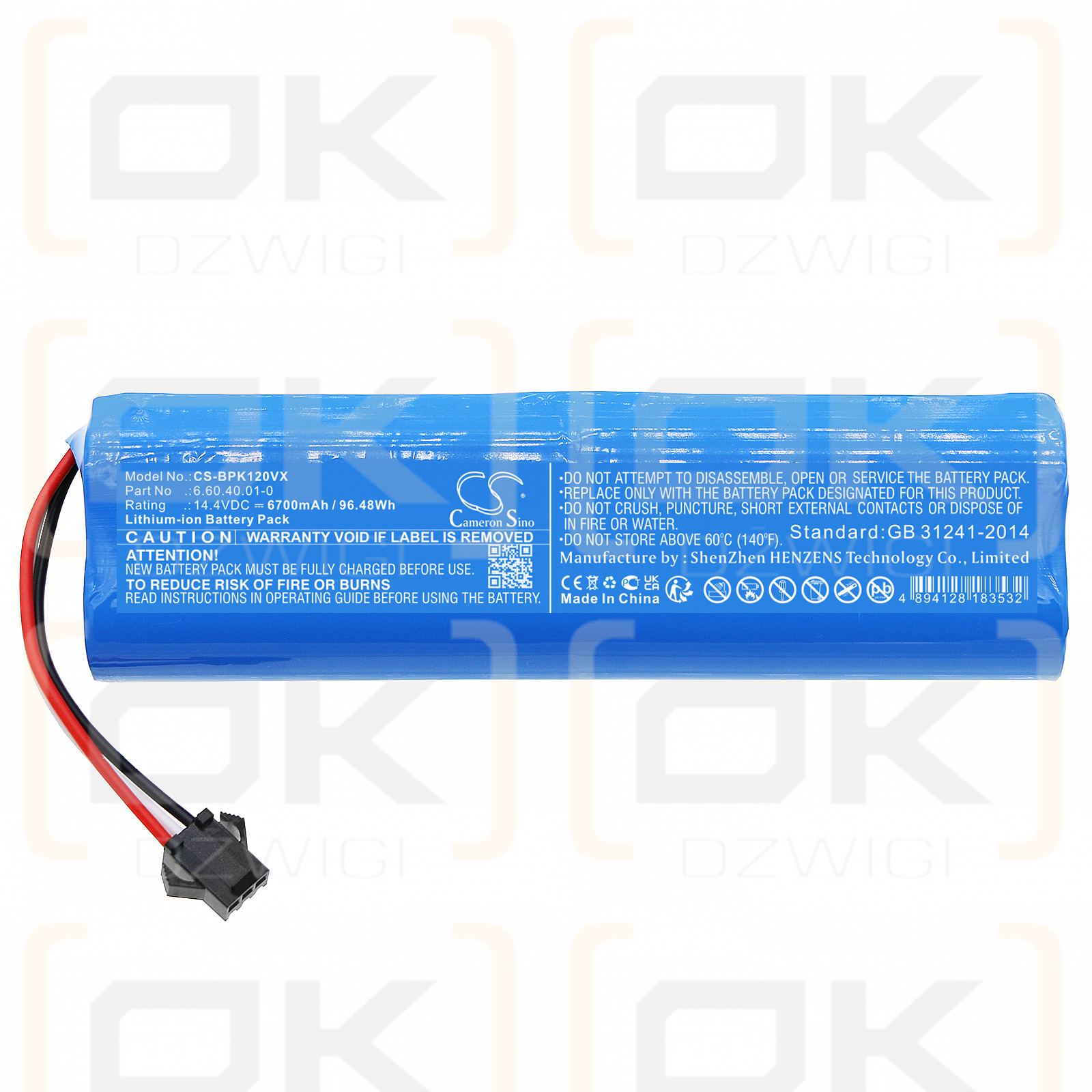 Blaupunkt BPK-VCBB1XTEN / 6.60.40.01-0 6700mAh Li-ion 14.4V (Cameron Sino)