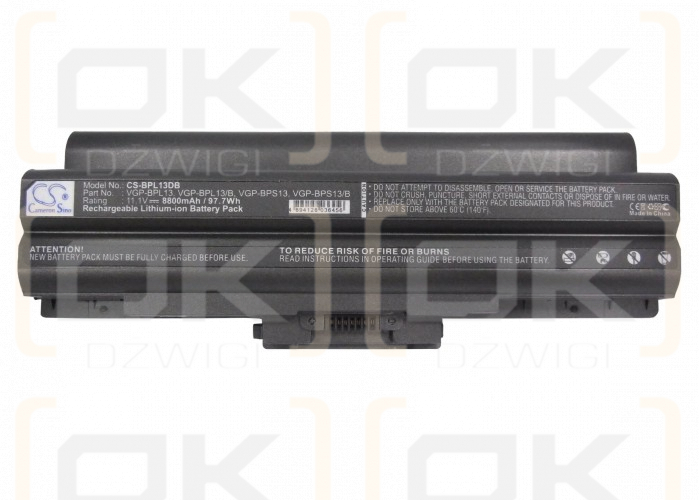 Sony VAIO VGN-SR94VS / VGP-BPL13 8800 mAh Li-Ion 11,1 V (Cameron Sino)