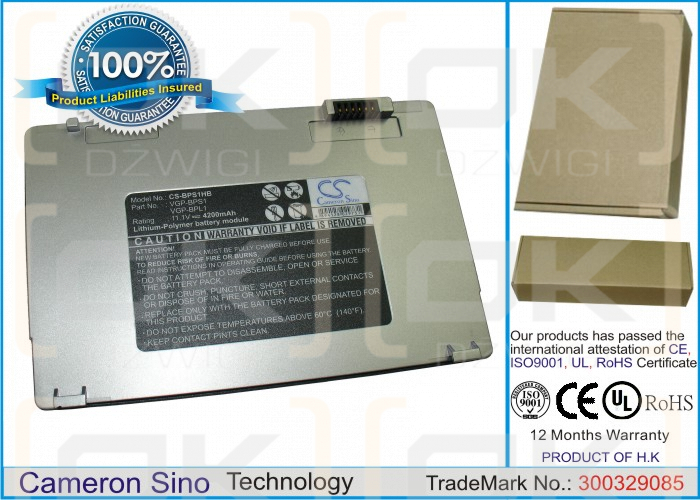 Ersatzakku für Sony VAIO VGN-U70P / VGP-BPS1 4200mAh Li-Ion 11,1V (Cameron Sino)